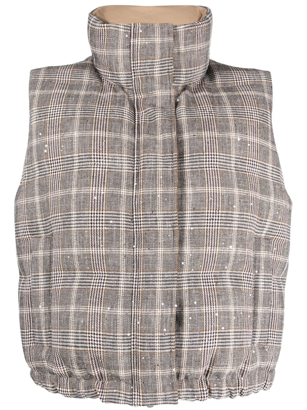 check-print padded gilet - 1