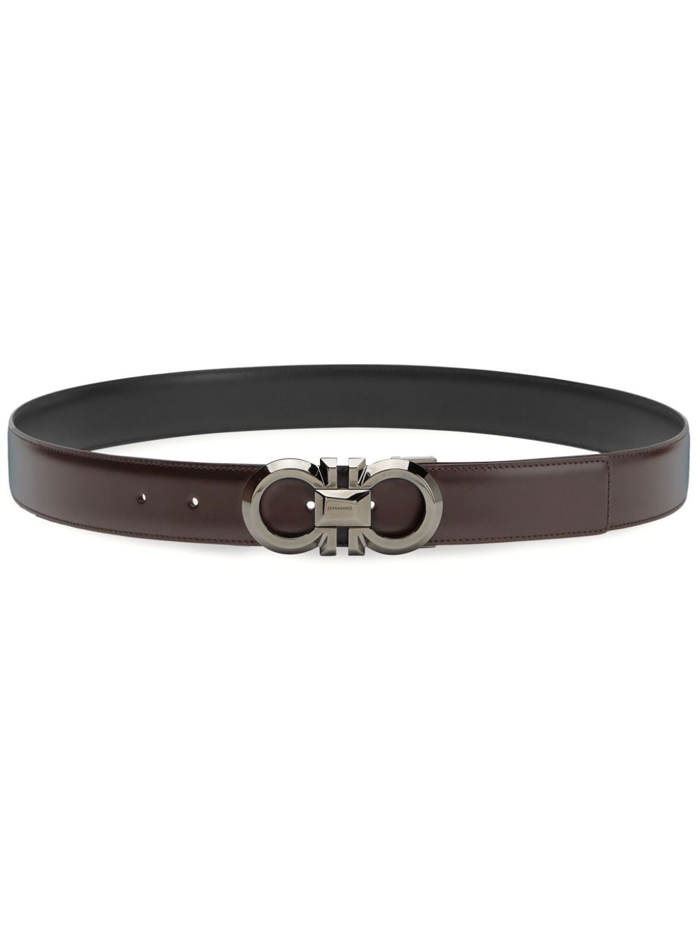 logo-engraved buckle reversible leather belt - 1