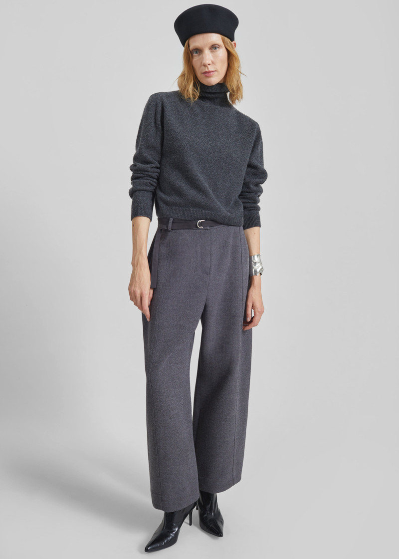 Sanve Tapered Leg Pants - Dark Grey Melange 7