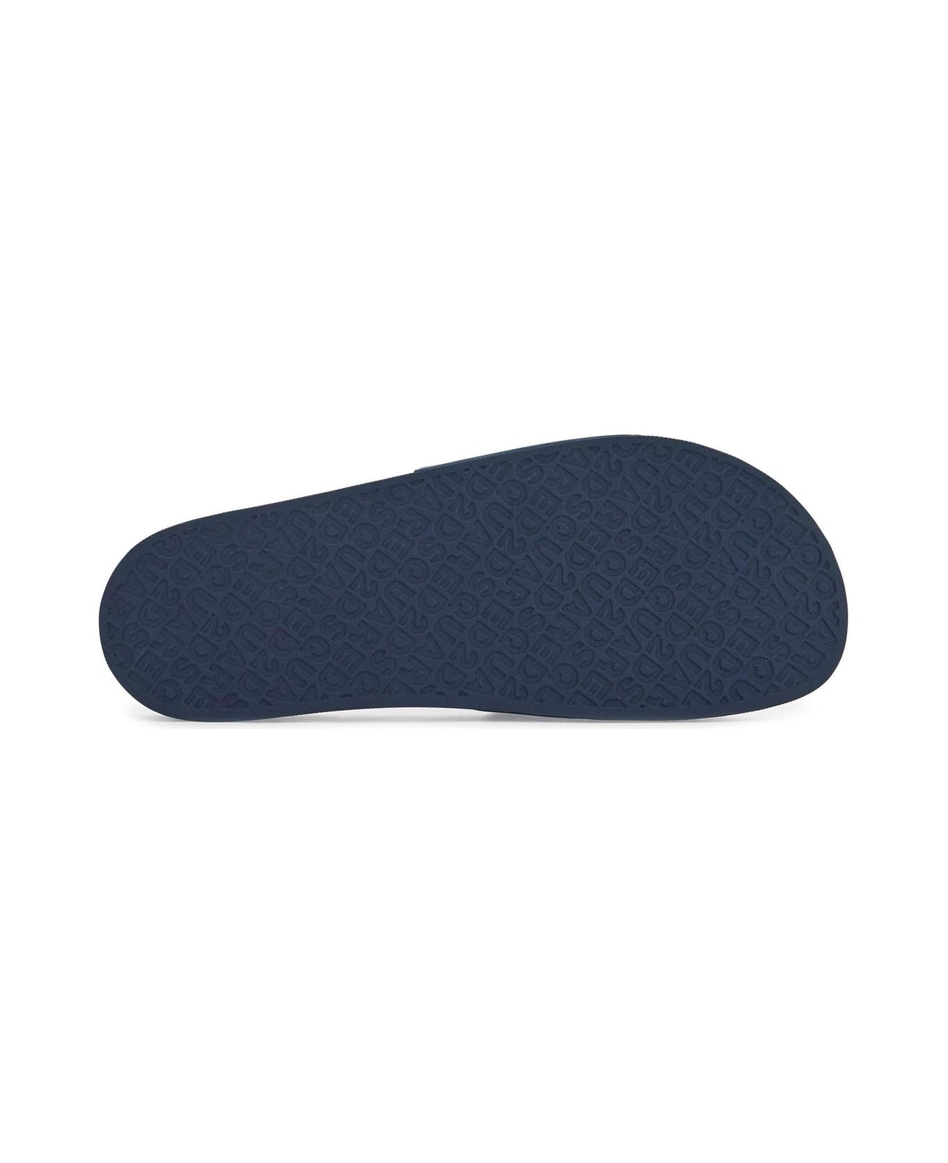 Navy Blue Polyurethane Slippers With Minimalist Design And Leather Sole - 5