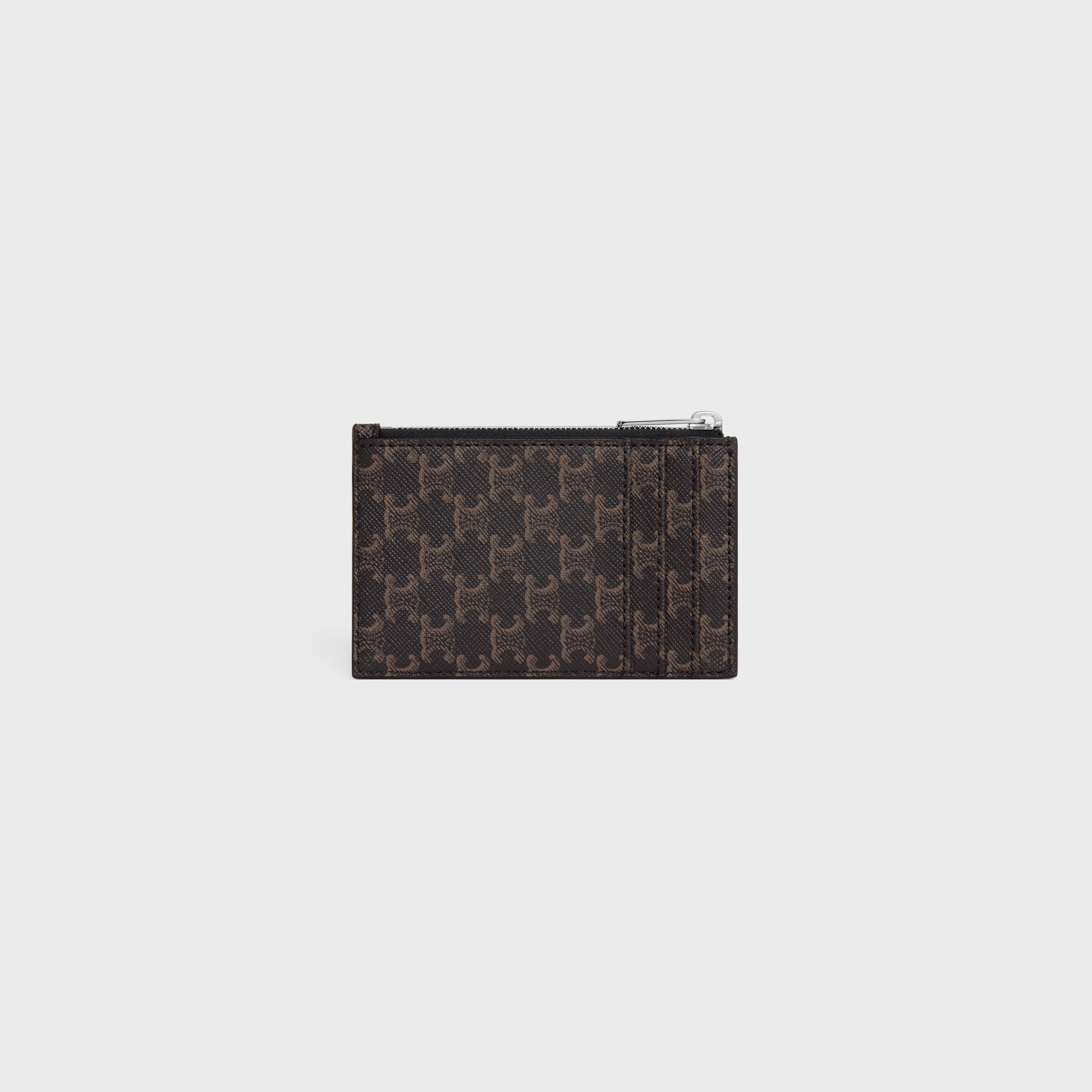 CELINE Zipped Card Holder in Triomphe Canvas and Lambskin