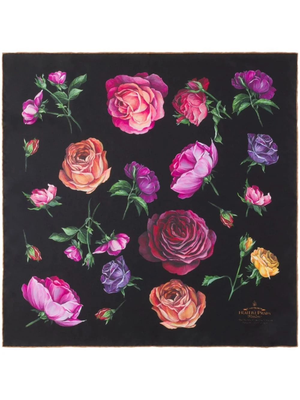rose-print silk twill scarf - 1
