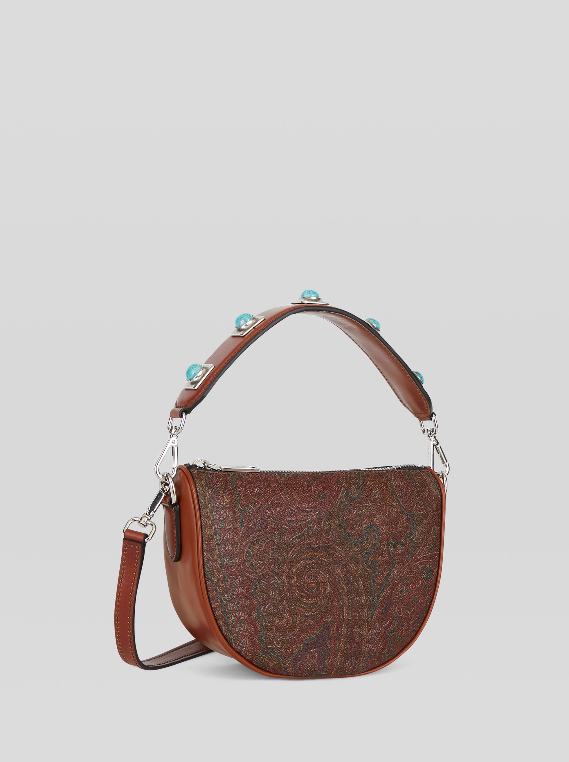 CROWN ME MINI PAISLEY HANDBAG WITH TURQUOISE STUDS - 5