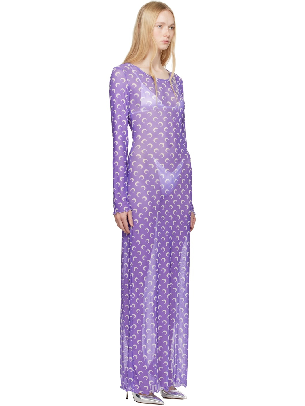 Purple Moon Printed Mesh Panelled Maxi Dress - 2
