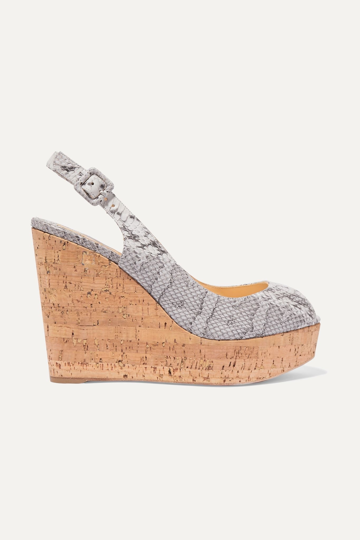 Une Plume 100 snake slingback wedge sandals - 1