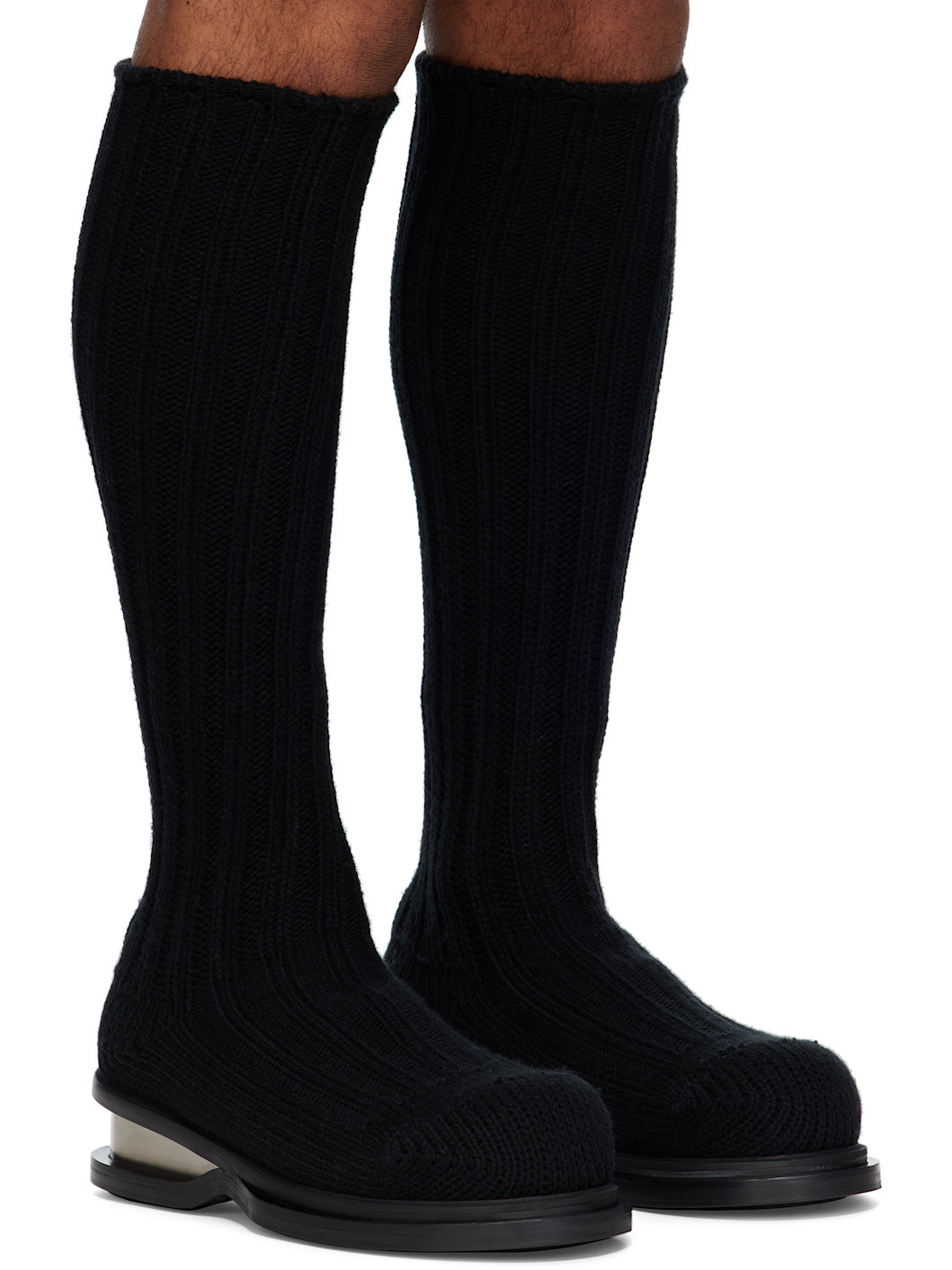 Black Knit Tall Boots - 4