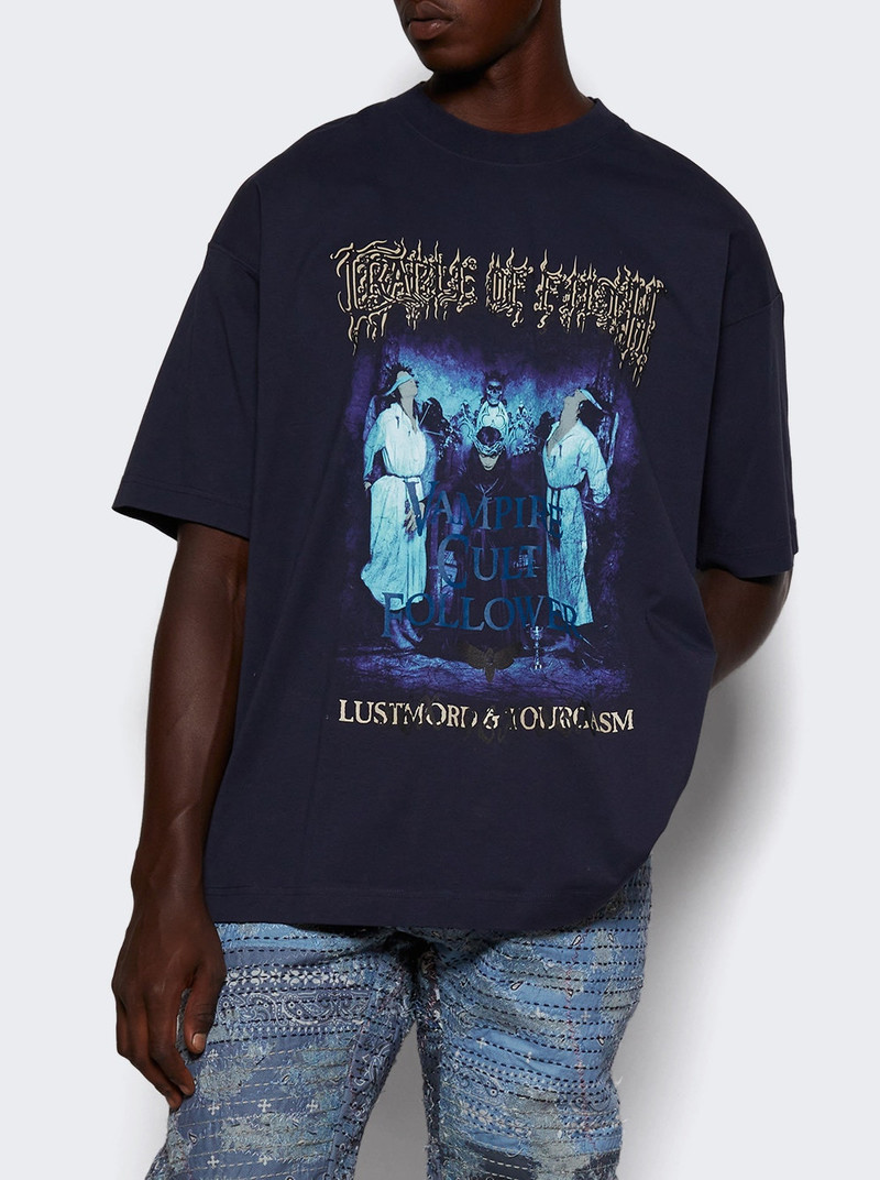VETEMENTS Cof Vampire Cult Oversized Tee Navy outlook