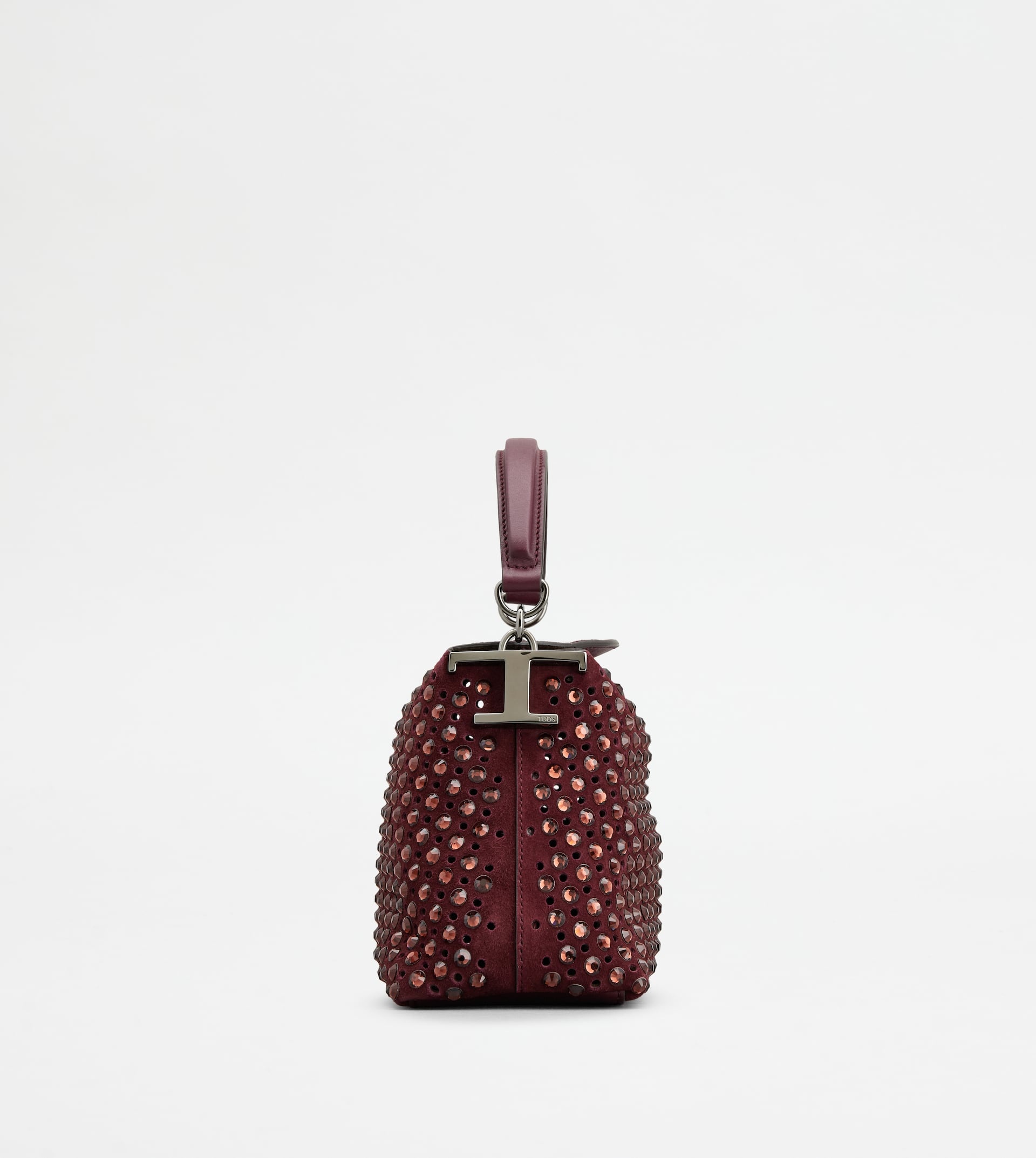 TOD'S T CASE TOTE MESSENGER BAG IN SUEDE MICRO - BURGUNDY - 2
