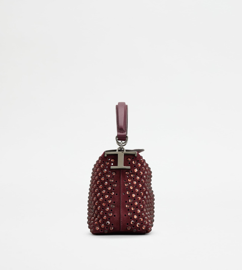 Tod's TOD'S T CASE TOTE MESSENGER BAG IN SUEDE MICRO - BURGUNDY outlook