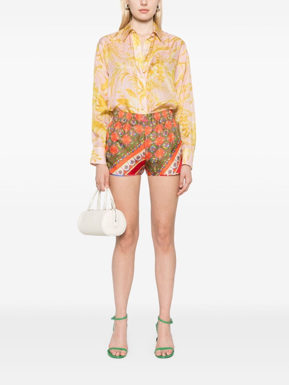 Festa-print silk shorts - 2