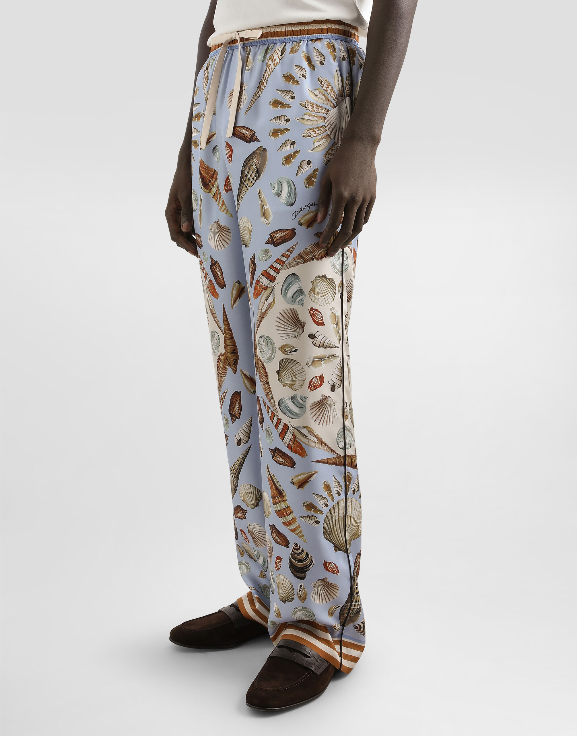 Shell-print silk twill trousers - 2
