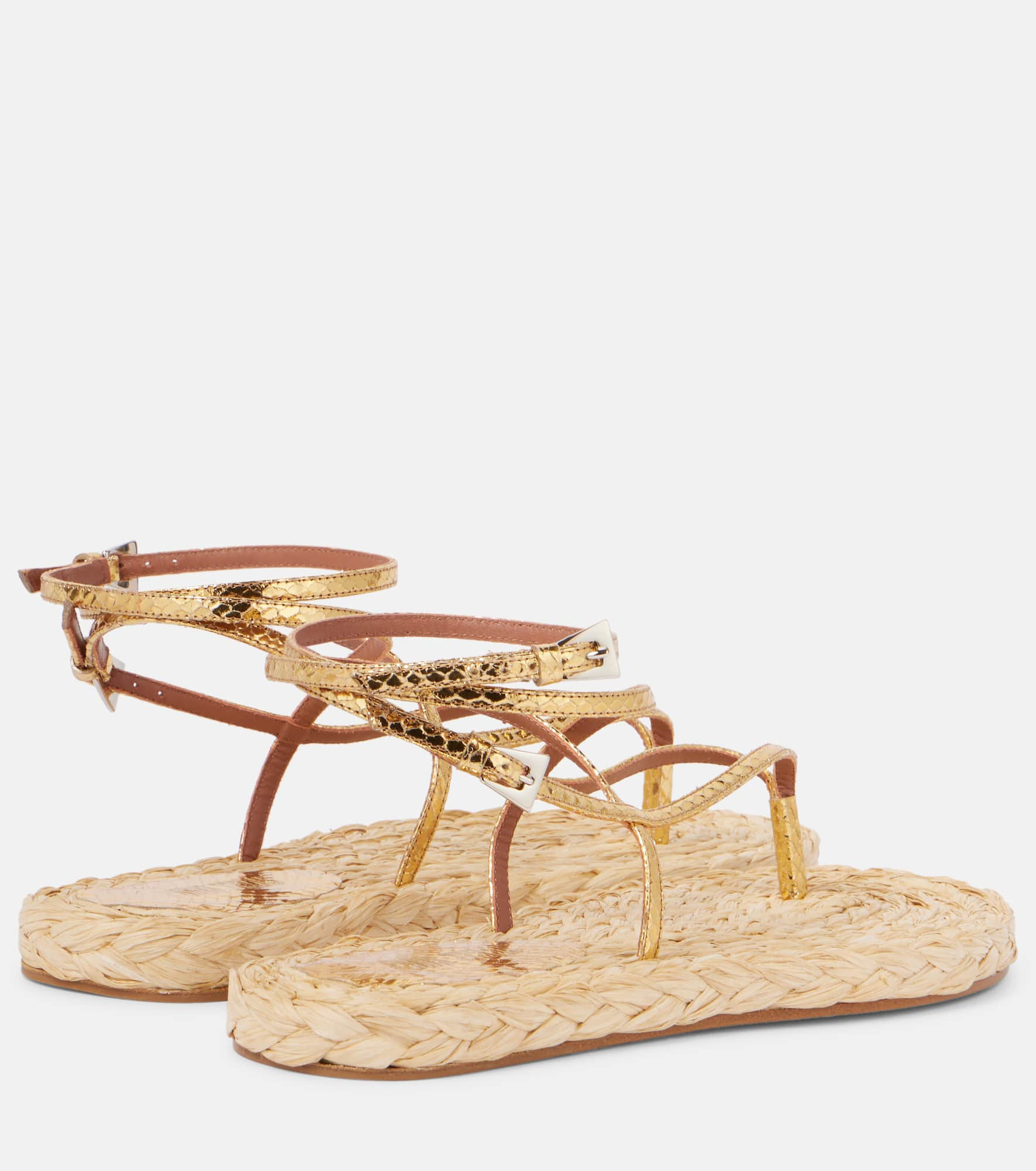 Hydra metallic leather thong sandals - 2