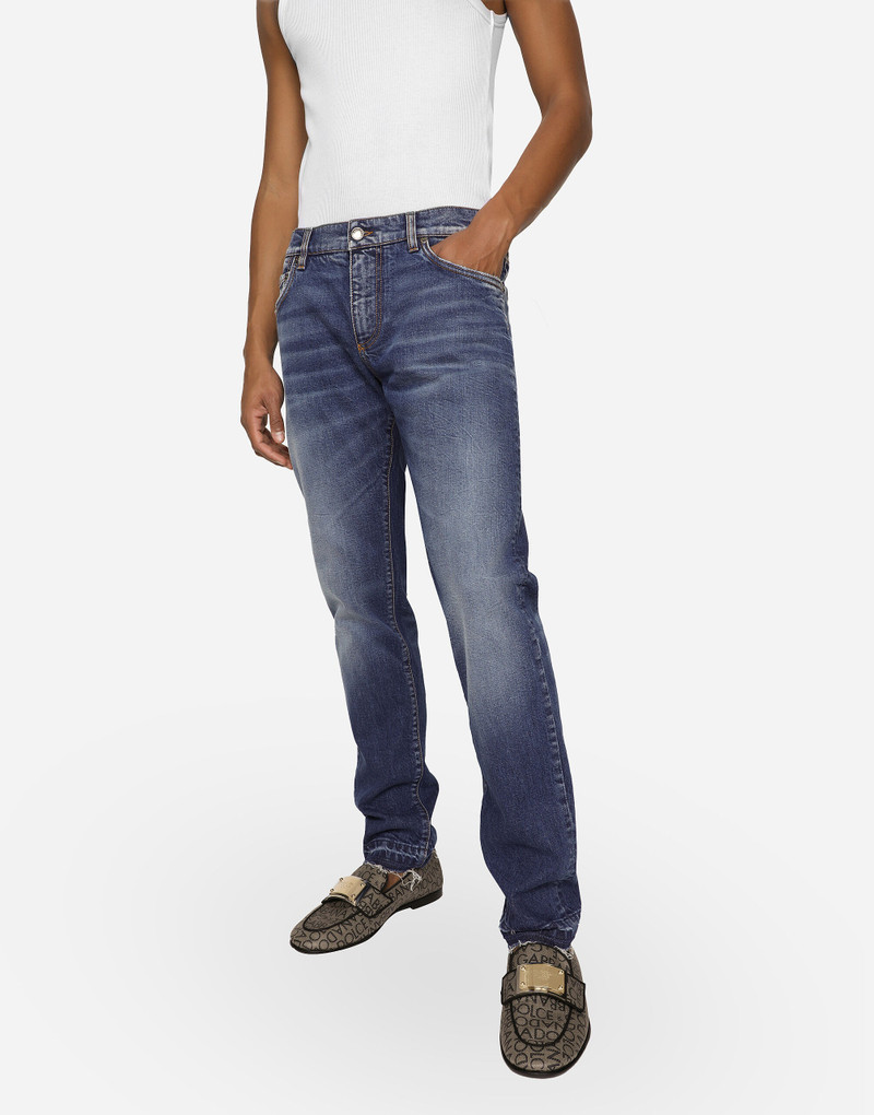 Washed slim fit stretch denim jeans 4