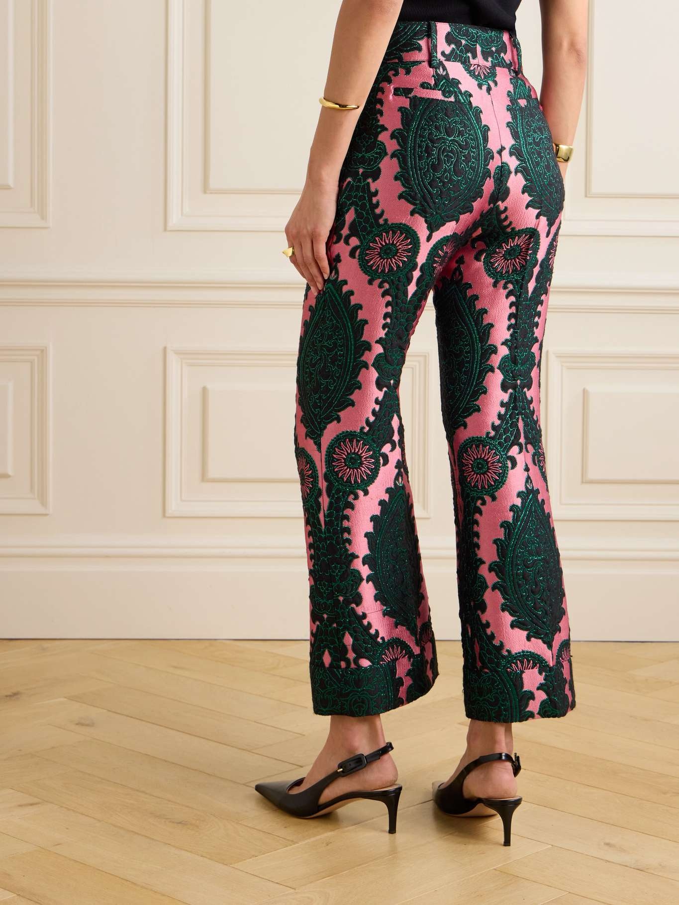 Hendrix metallic jacquard straight-leg pants - 4