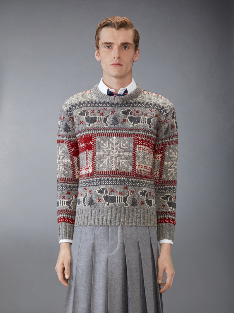 Thom Browne Holiday Hector Mohair Tweed Crew Neck Pullover outlook