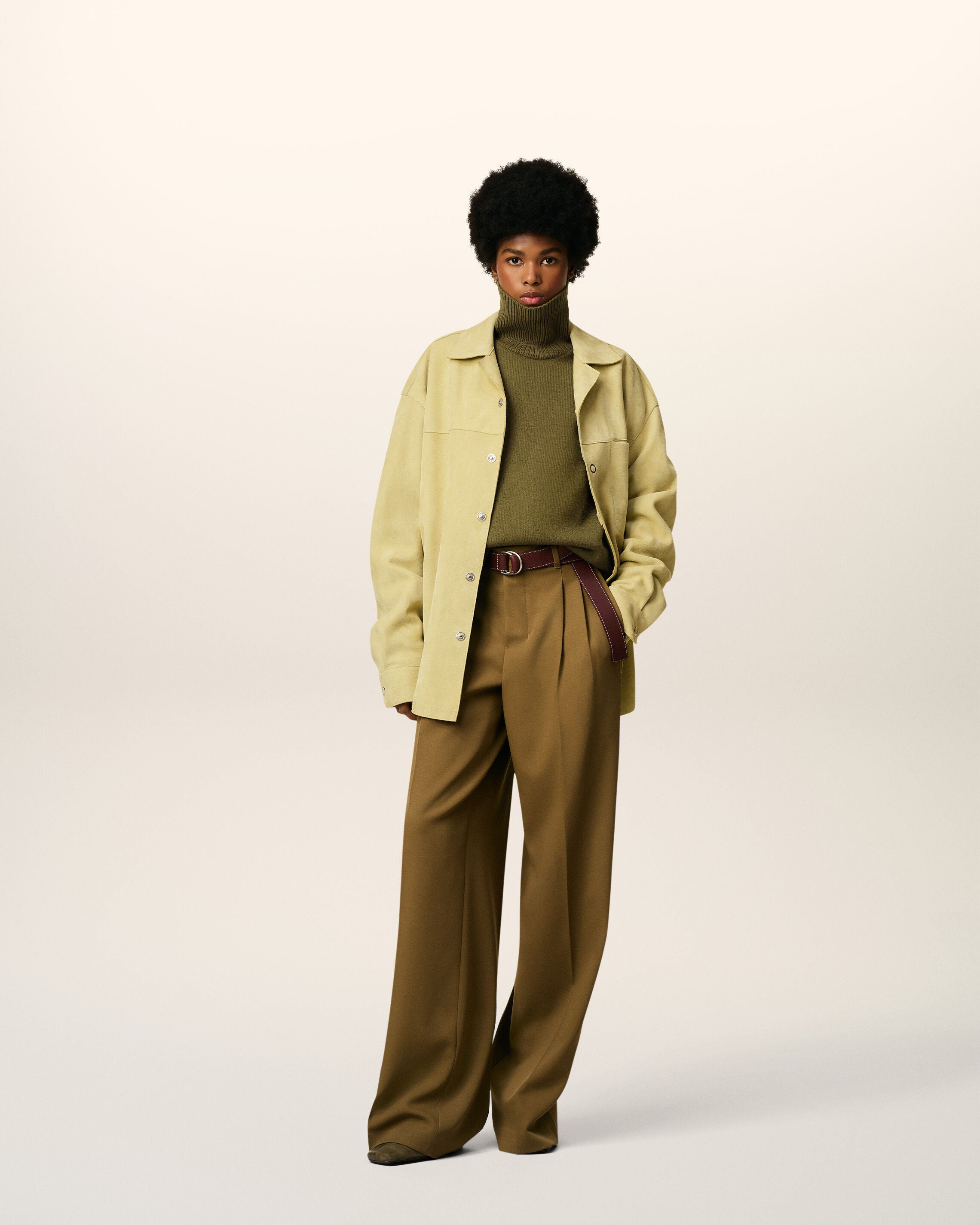 GREEN LEATHER OVERSHIRT - 2