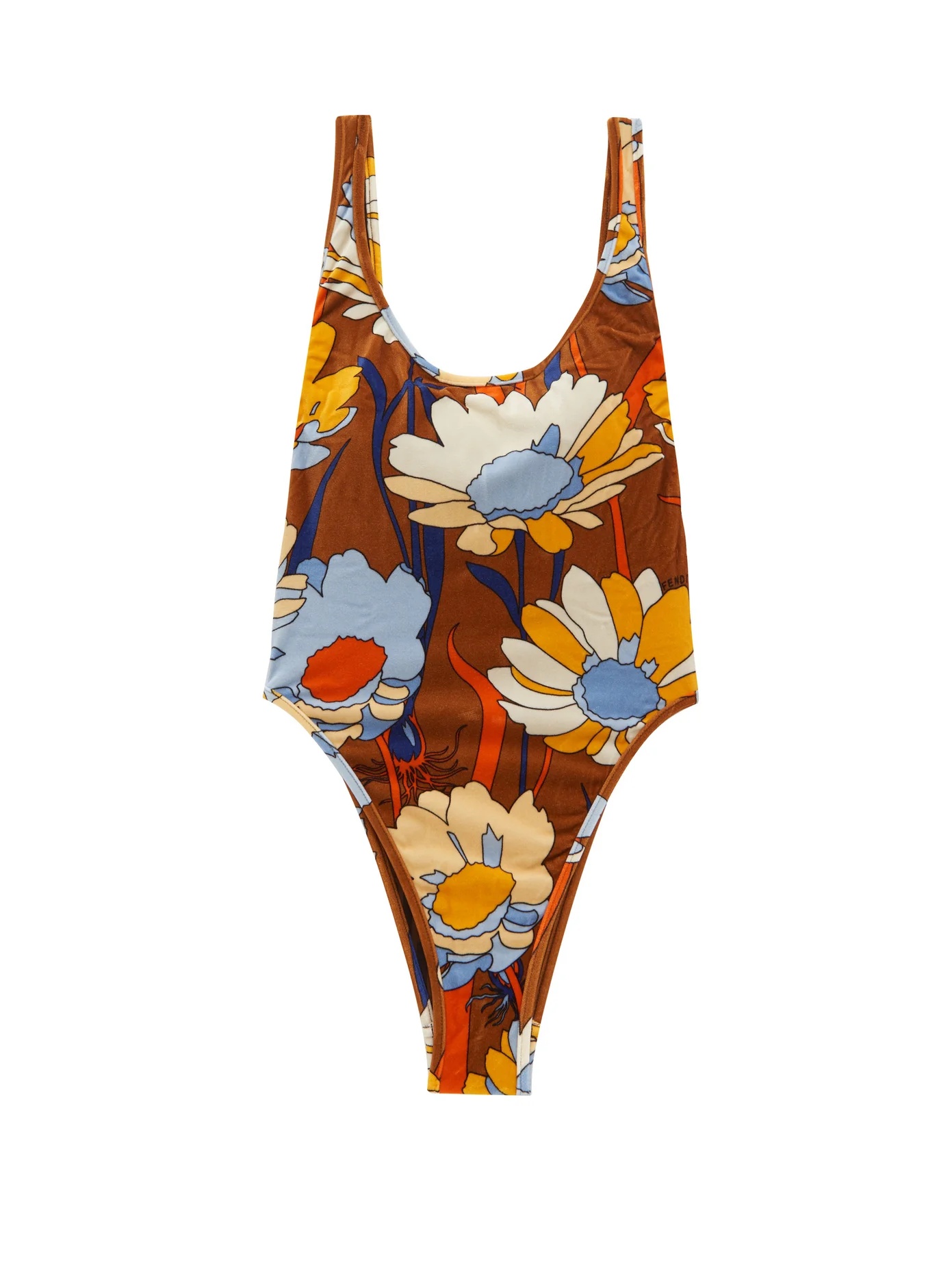 Daisies-print terry swimsuit - 1