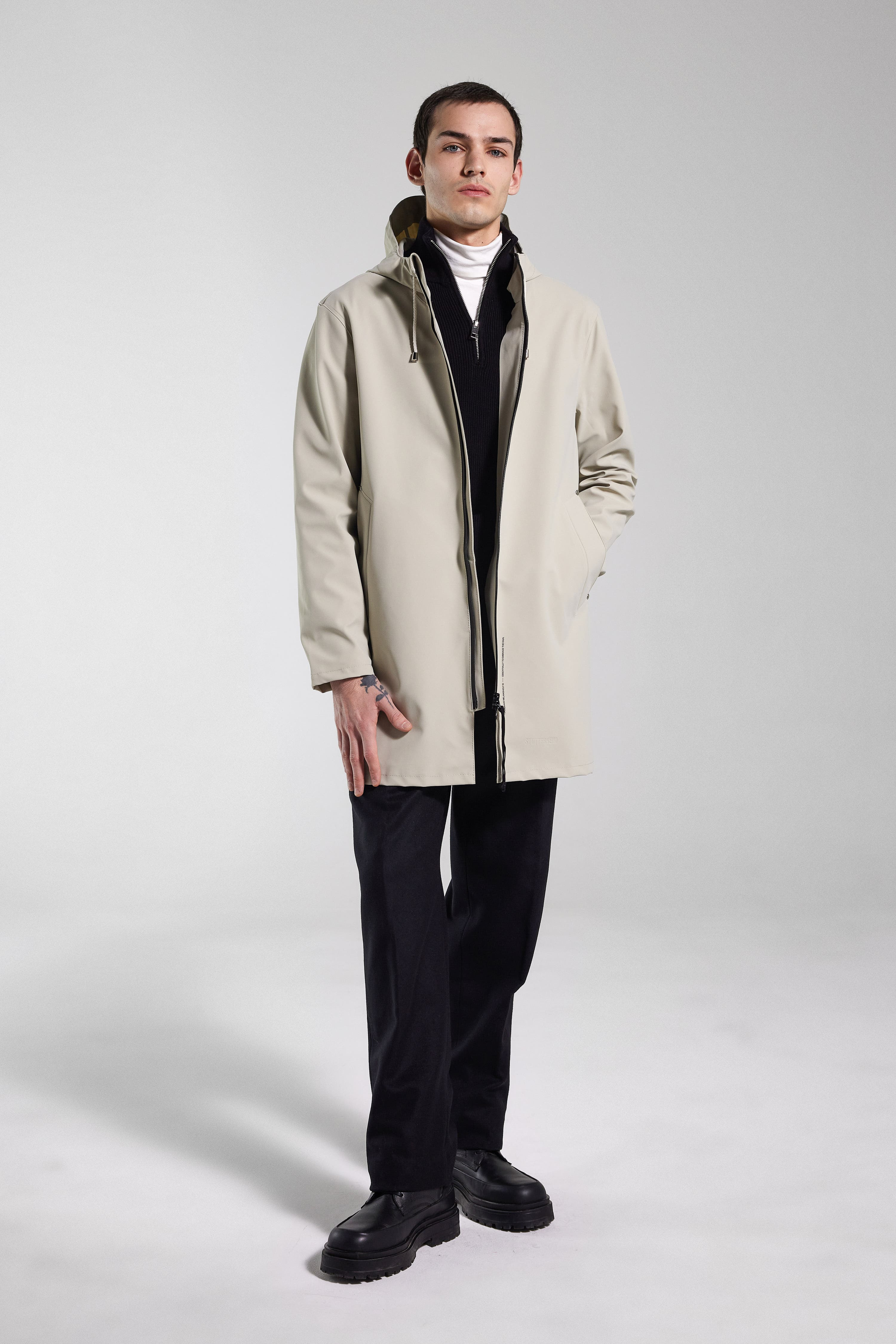 Stutterheim Stockholm Lightweight Zip Matte Raincoat in Pelican at Nordstrom - 7