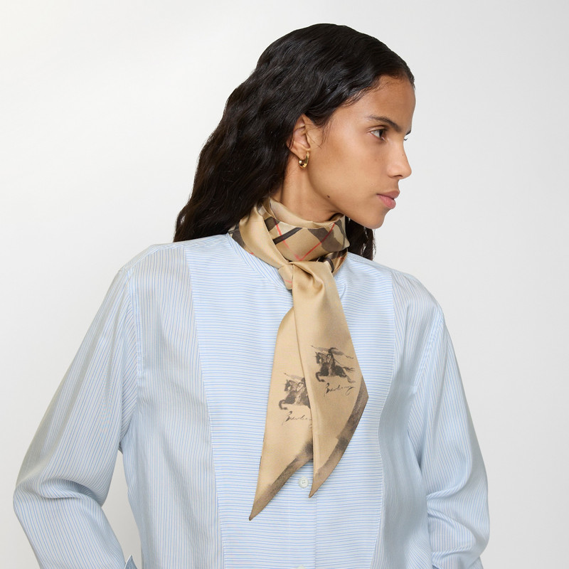 Skinny Watercolour Check Silk Scarf 3