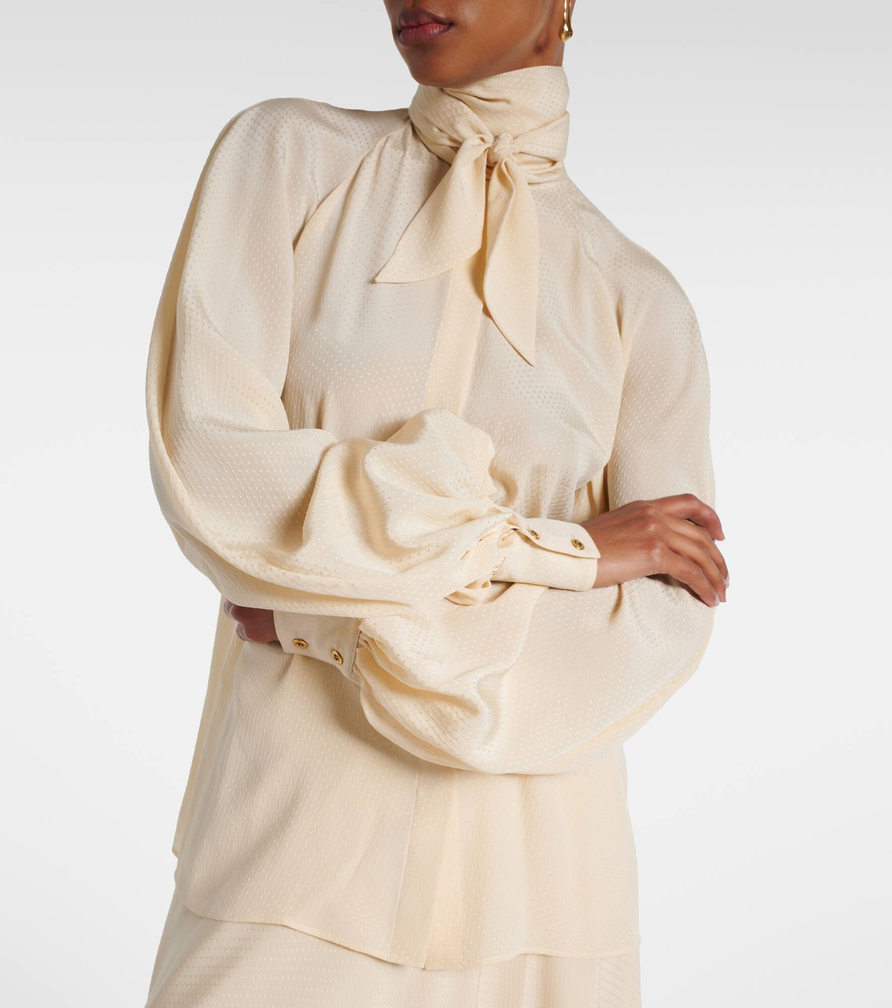 Valmy tie-neck silk blouse - 5