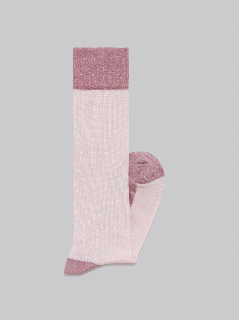 Marni PINK VISCOSE-COTTON COLOUR-BLOCK SOCKS outlook