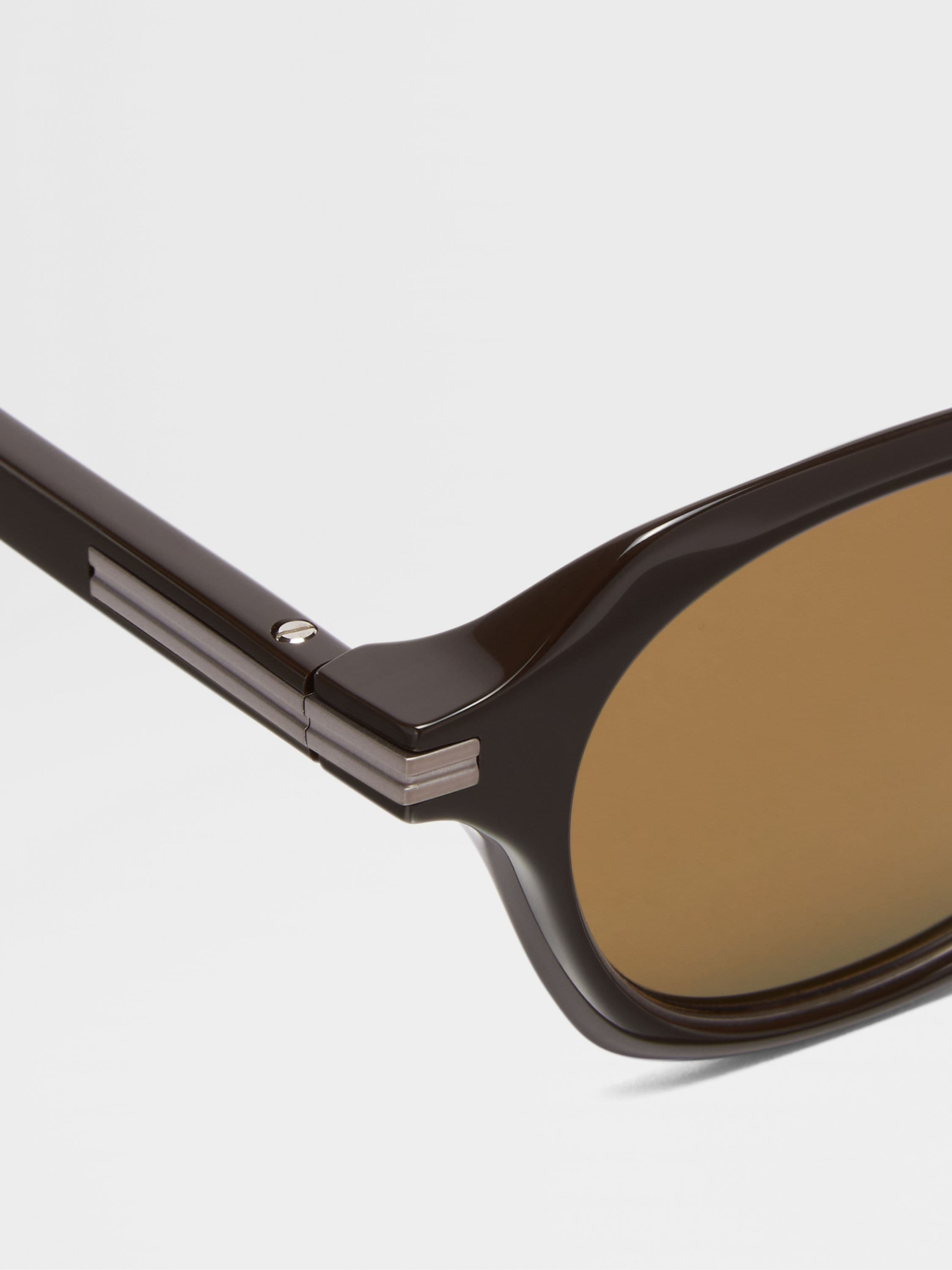 DARK BROWN ACETATE AND TITANIUM SUNGLASSES - 2