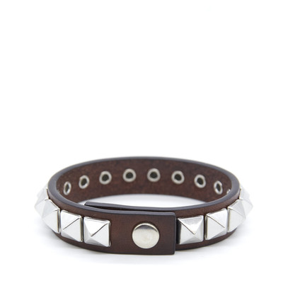 MM6 Maison Margiela Pyramid Design Leather Bracelet in Brown outlook