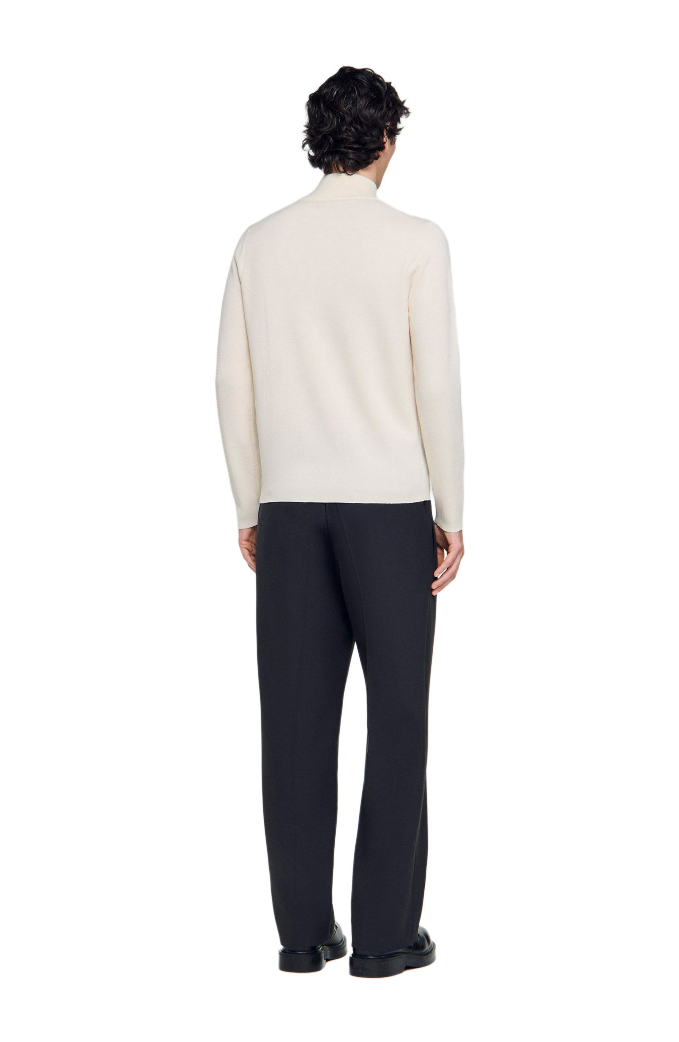 SANDRO Wool sweater with zip collar in Off White at Nordstrom - 3