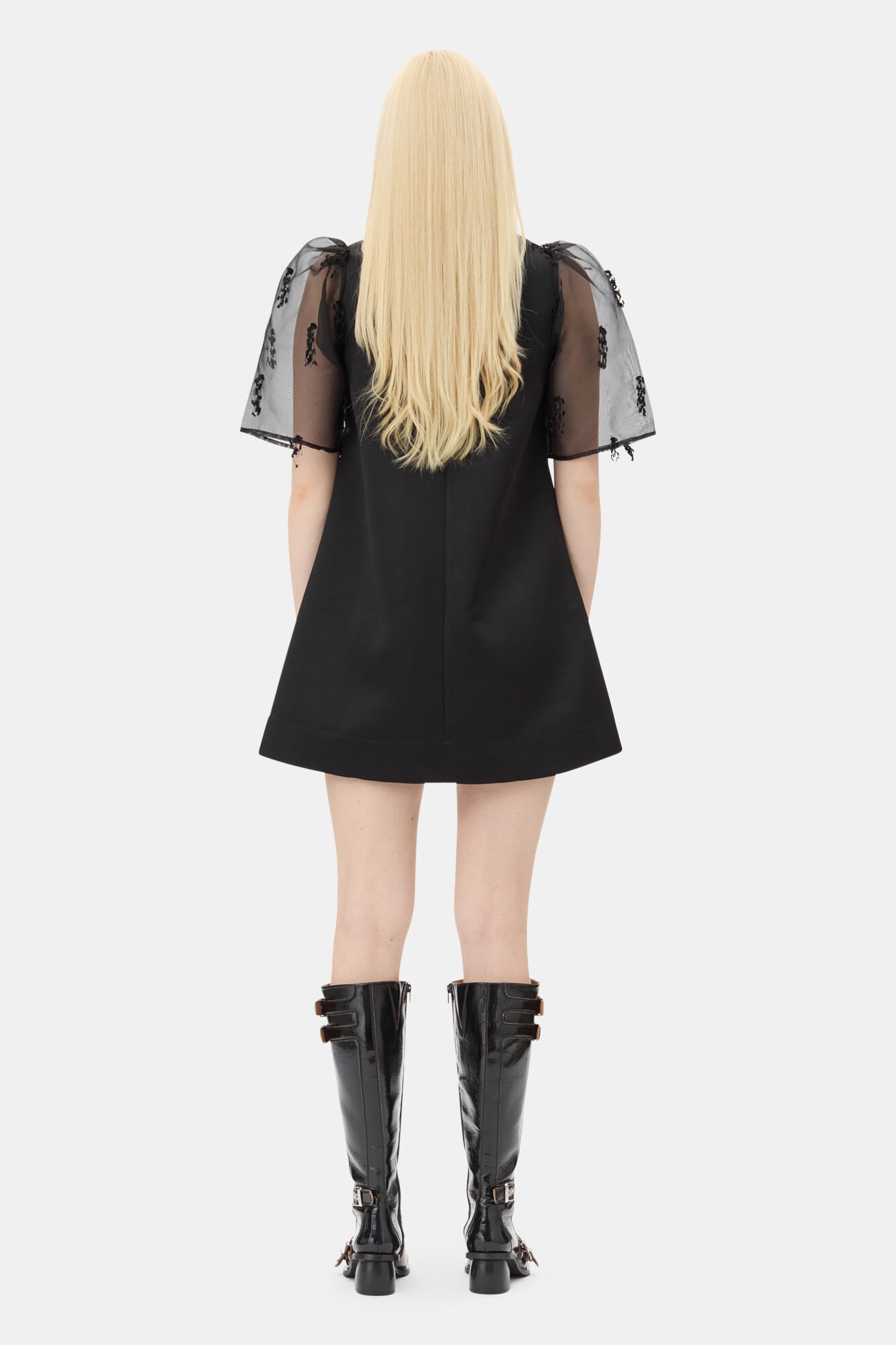BLACK FRINGED ORGANZA MINI DRESS - 5