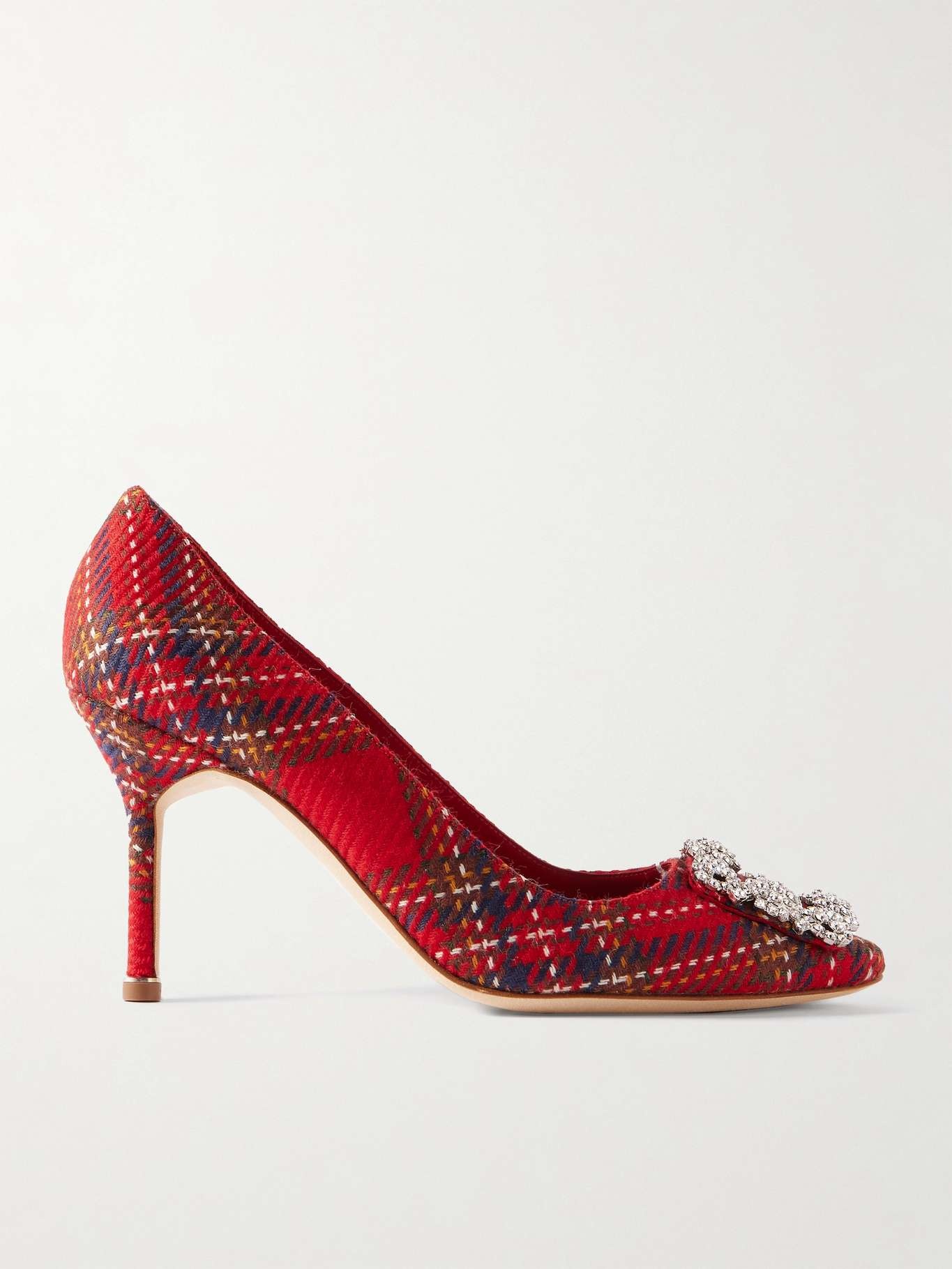 Hangisi 90 crystal-embellished checked wool pumps - 1