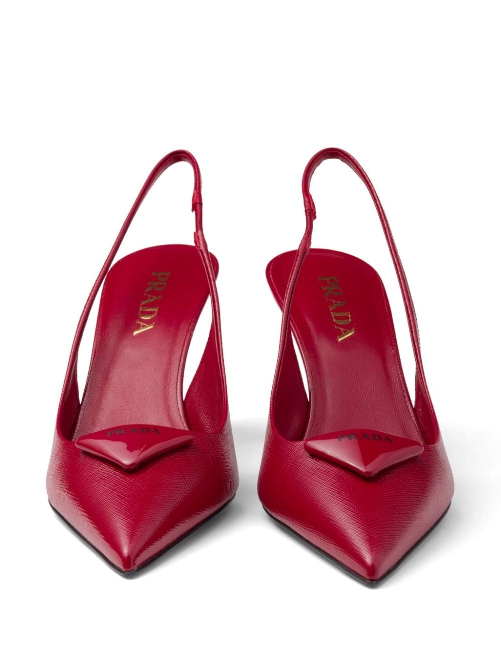 triangle-logo leather slingback pumps - 4