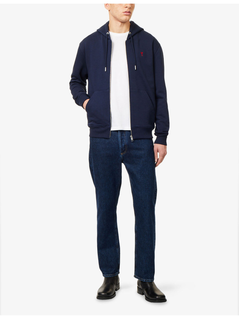 AMI Paris ADC Logo-Embroidered Cotton-Jersey Hoody outlook