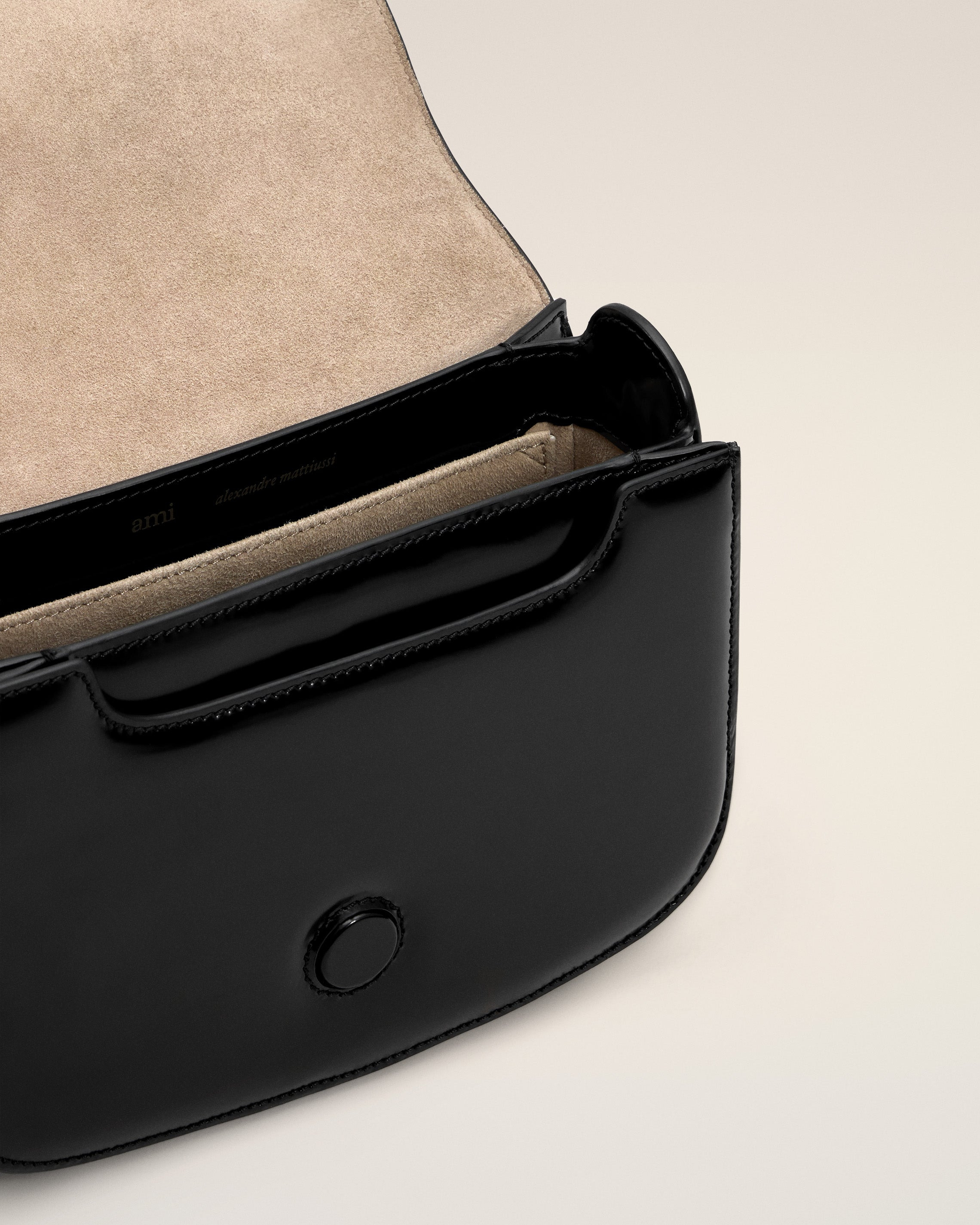 BLACK GLAZED LEATHER PARIS PARIS BAG - 6