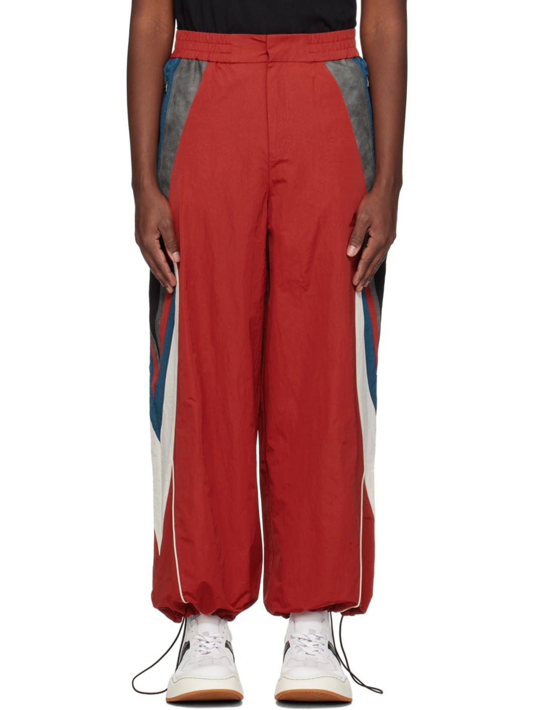 Red Paneled Track Pants - 1