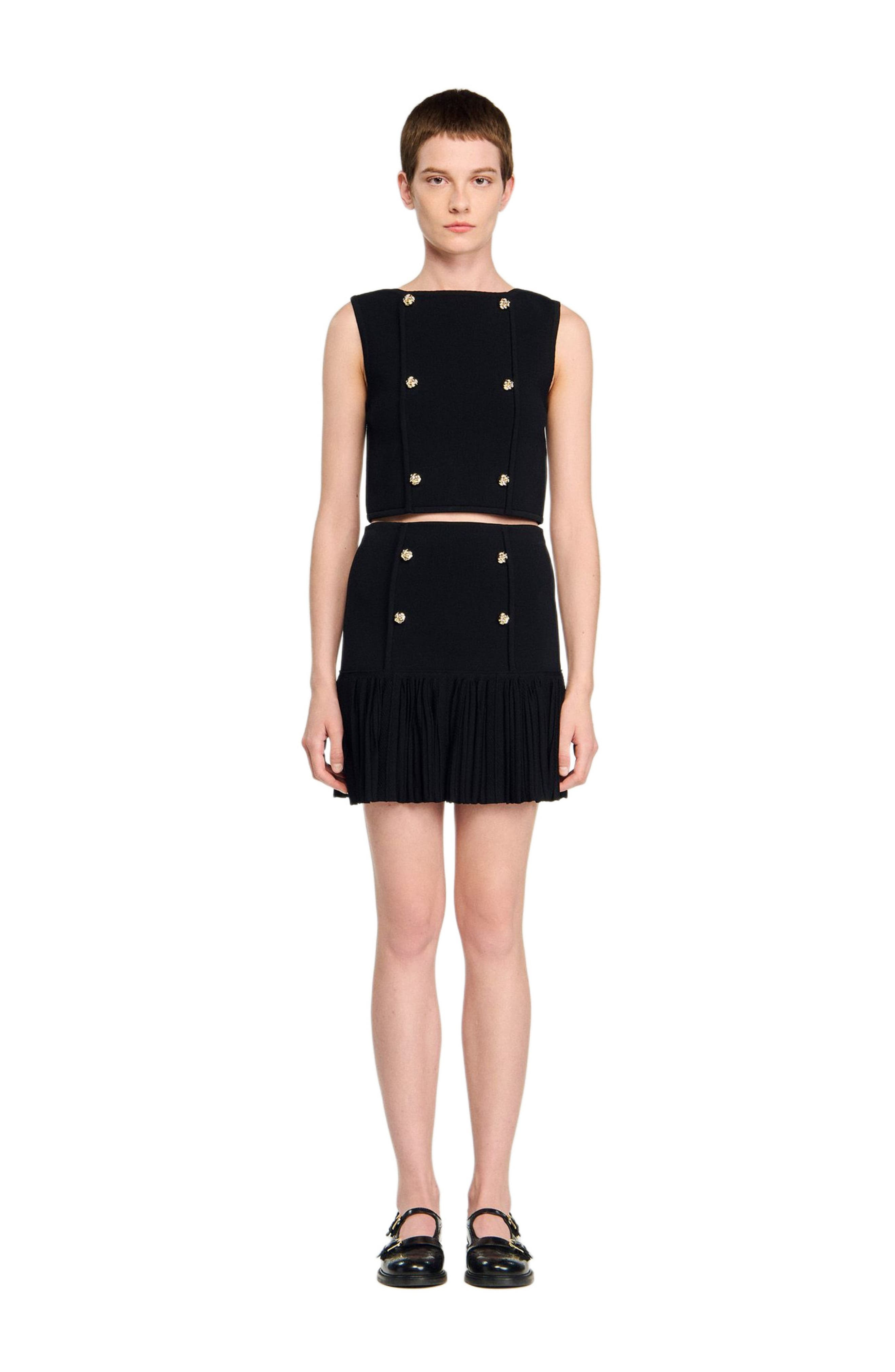 SANDRO Cropped knit sweater in Black at Nordstrom - 2