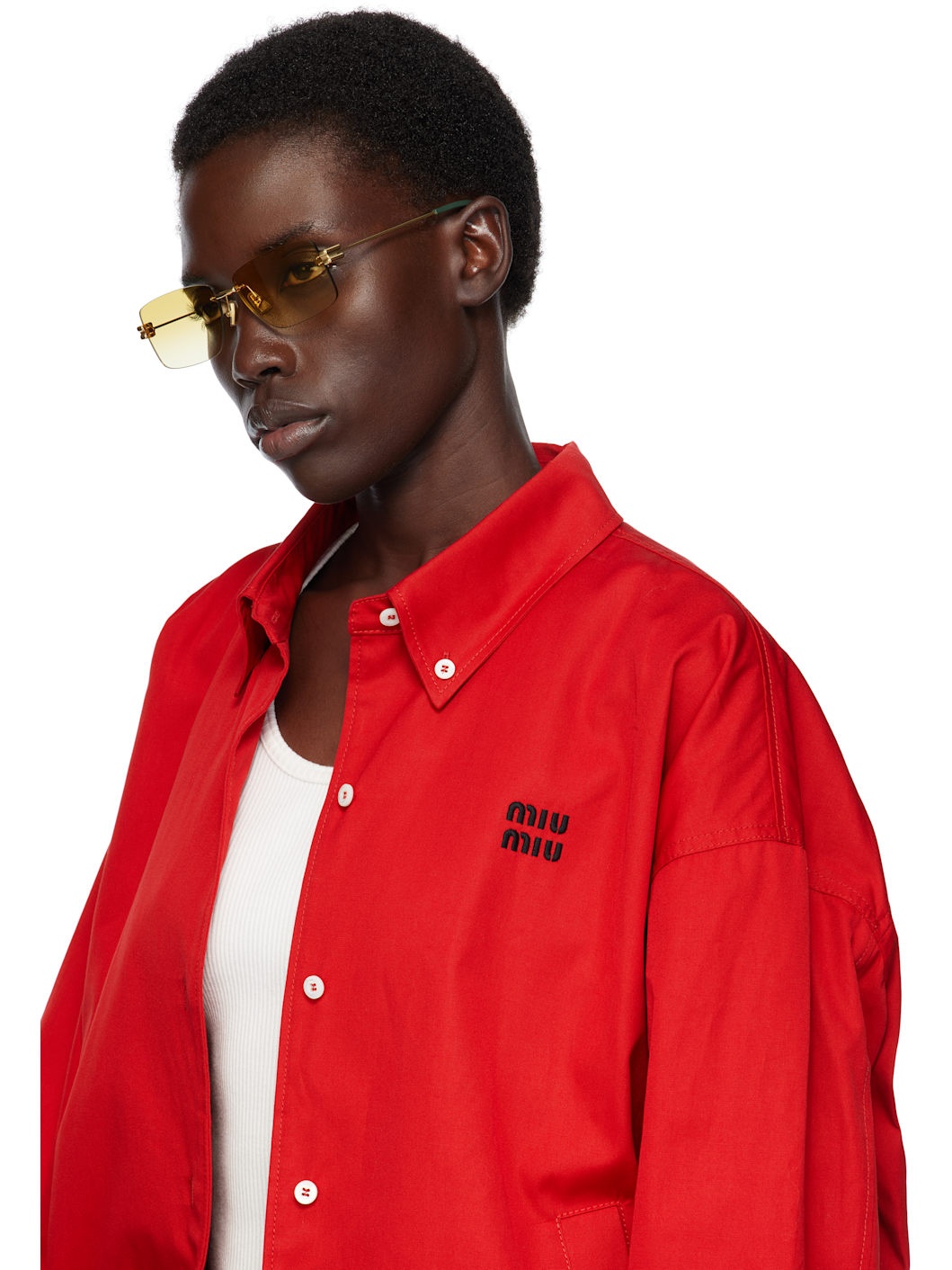 Gold Lock Rectangular Sunglasses - 4