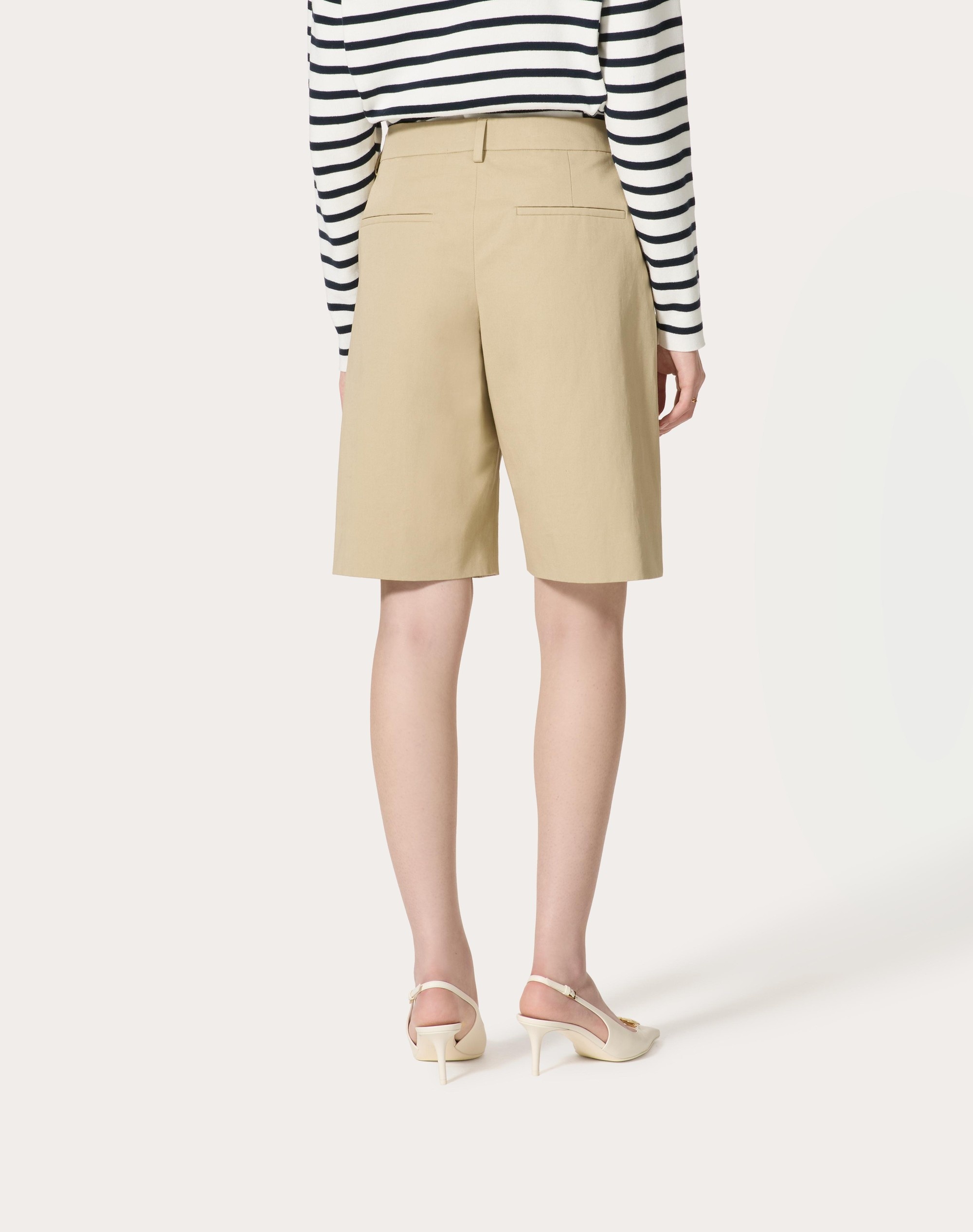 BERMUDA SHORTS IN DIAGONAL COTTON LINEN - 4
