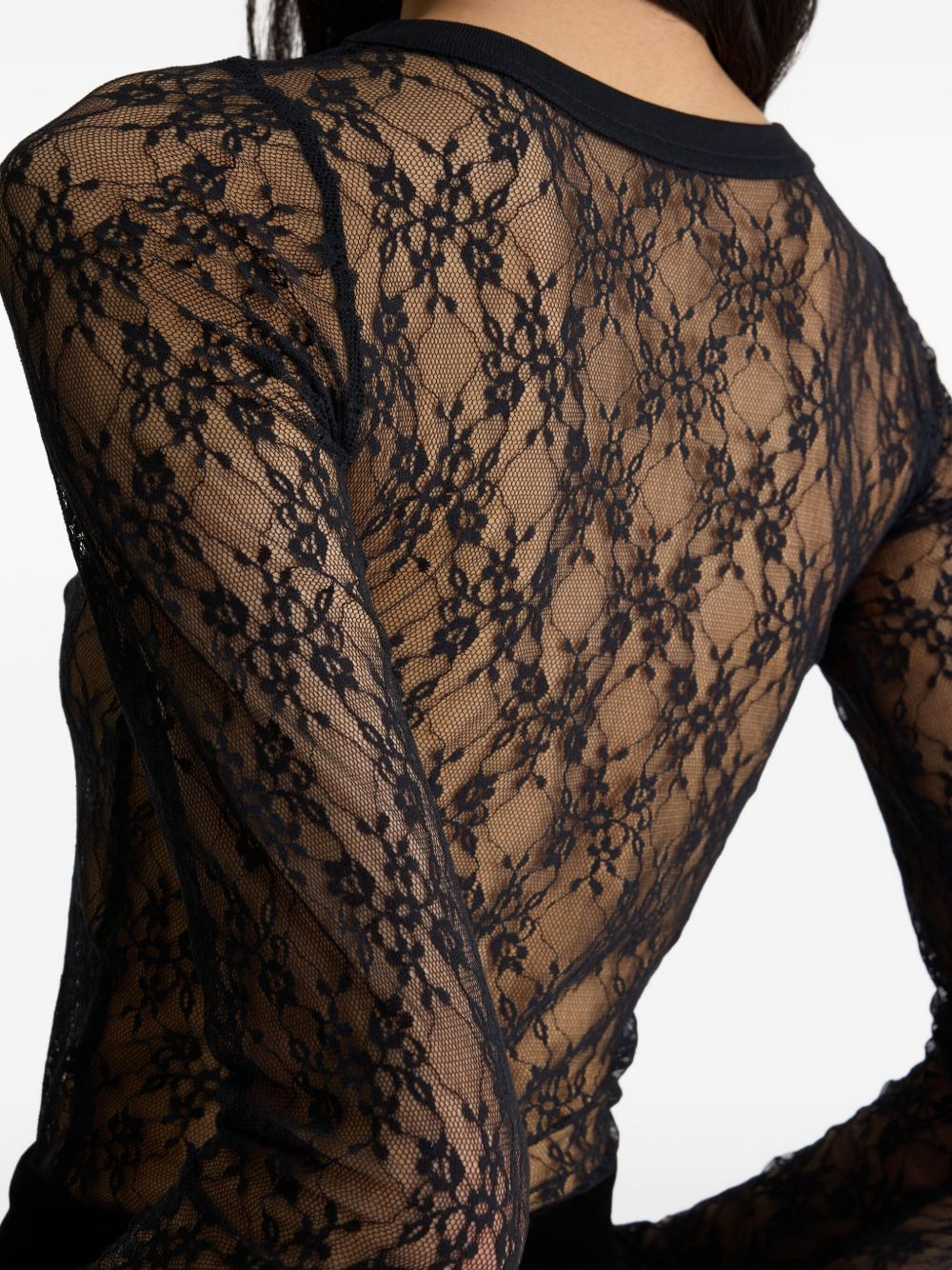 lace-floral long-sleeve top - 5