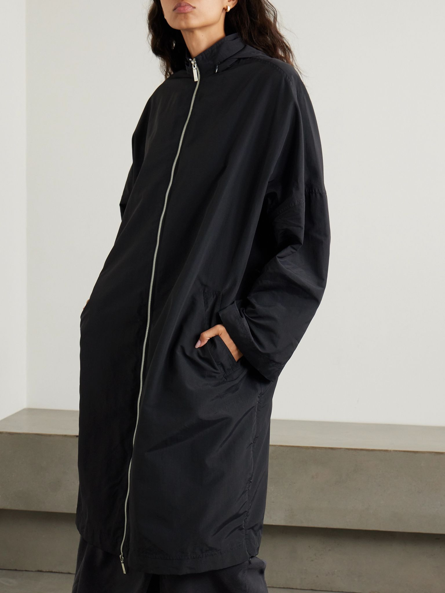 Hooded recycled-shell coat Black - 3