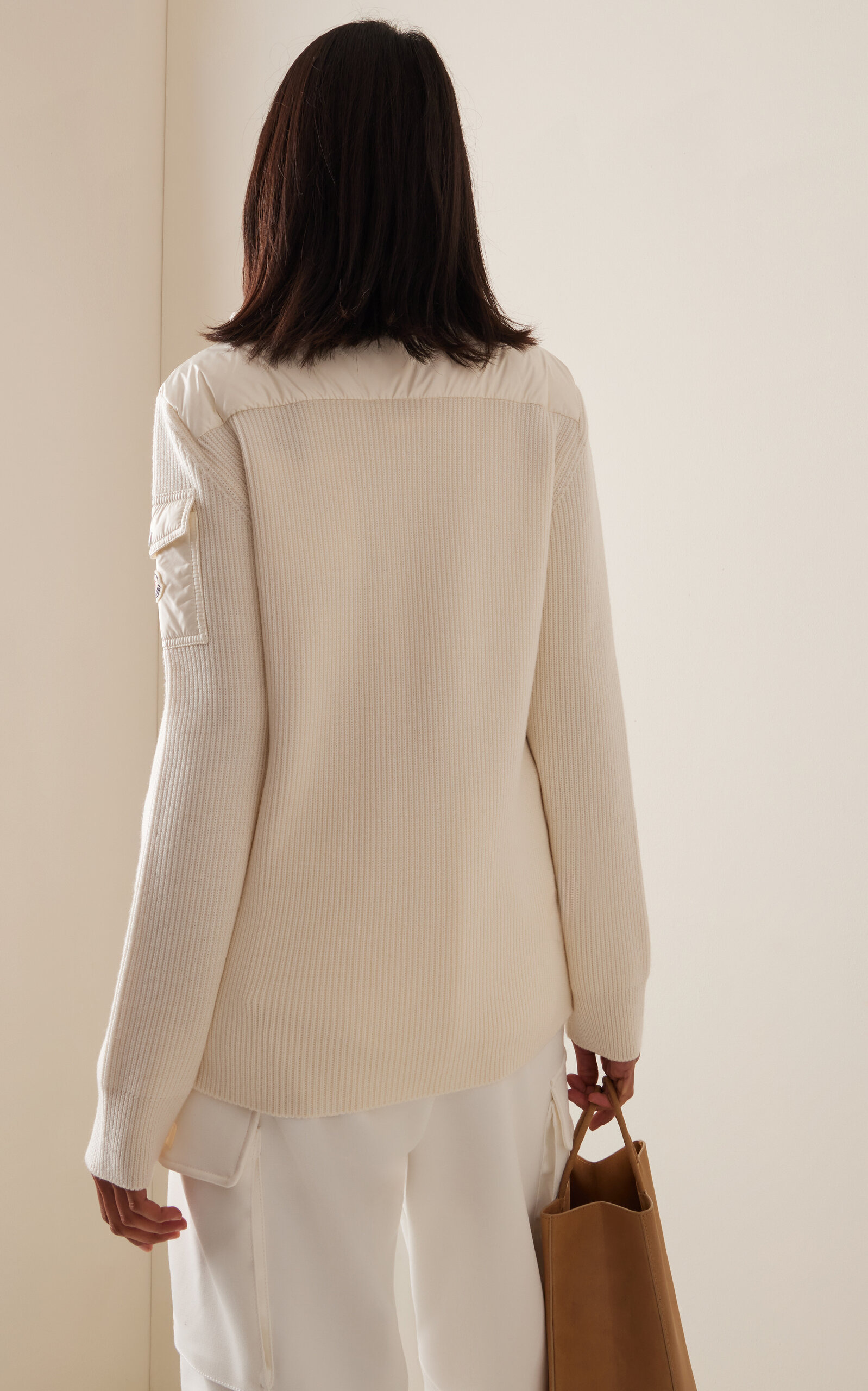 Nylon-Trimmed Wool Cardigan white - 4
