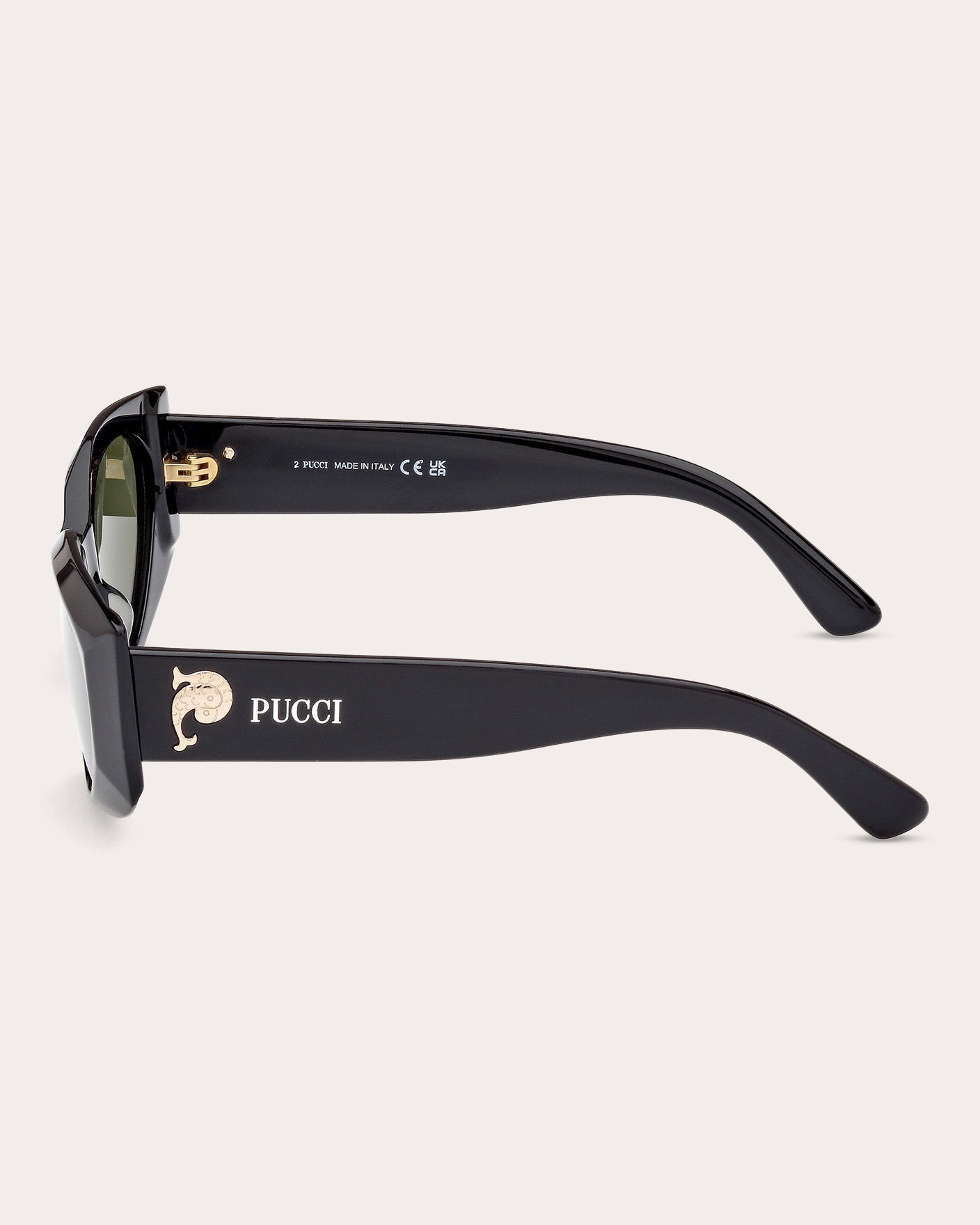 Faceted Rectangular-Frame Shiny Black and Green Acetate Sunglasses - 3