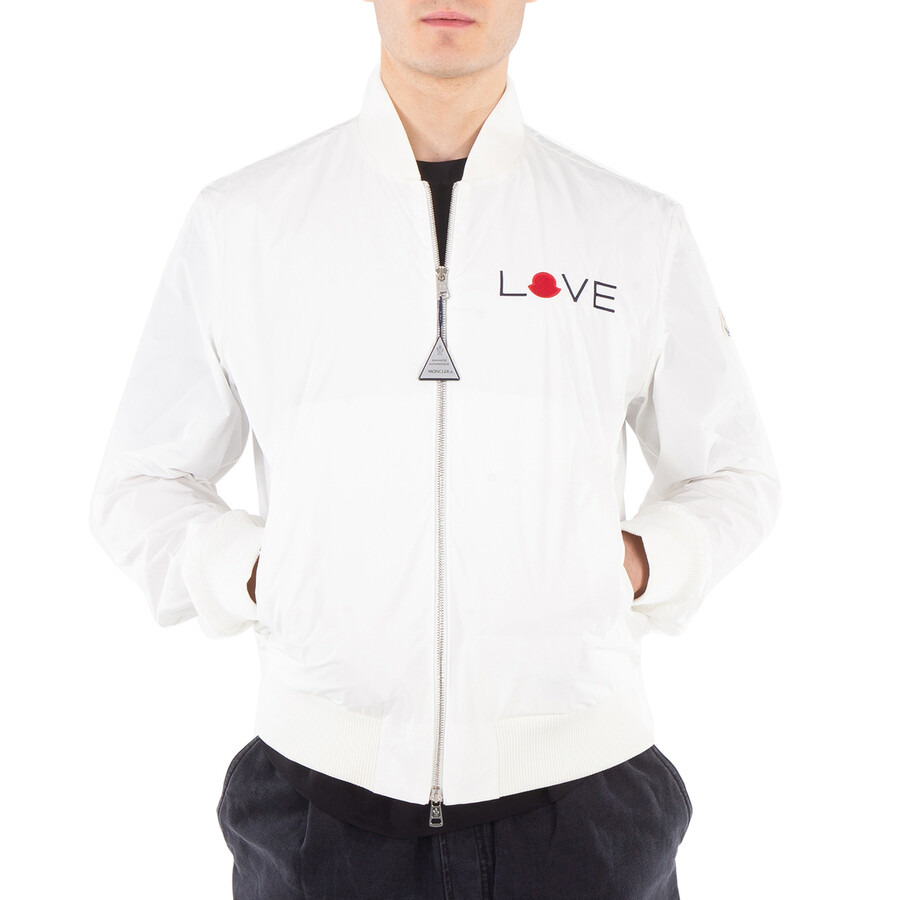 Moncler White Love Embroidery Bomber Jacket - 3