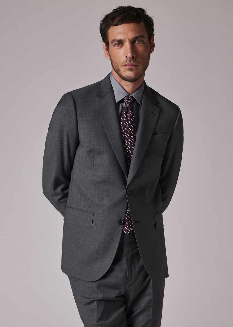The Soho - Tailored-Fit Grey Stripe Tropical Wool Suit 8
