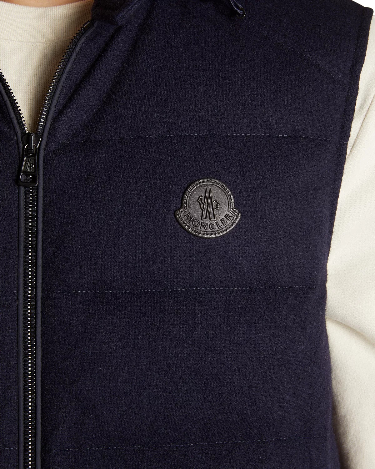 Rezila Cashmere & Nylon Full Zip Hooded Down Vest - 6