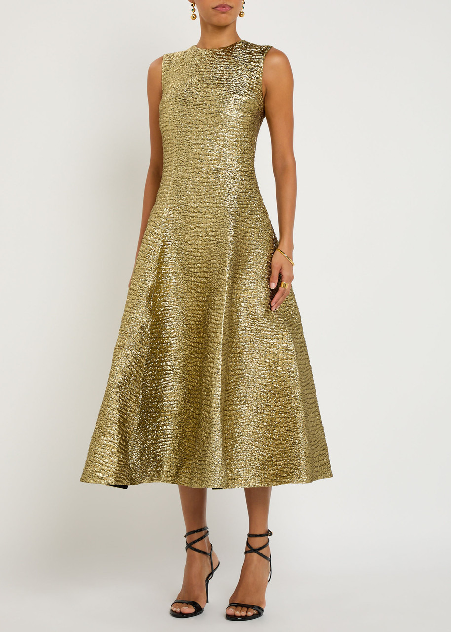 Emilia Wickstead Mara Metallic Seersucker Lamé Midi Dress - 2