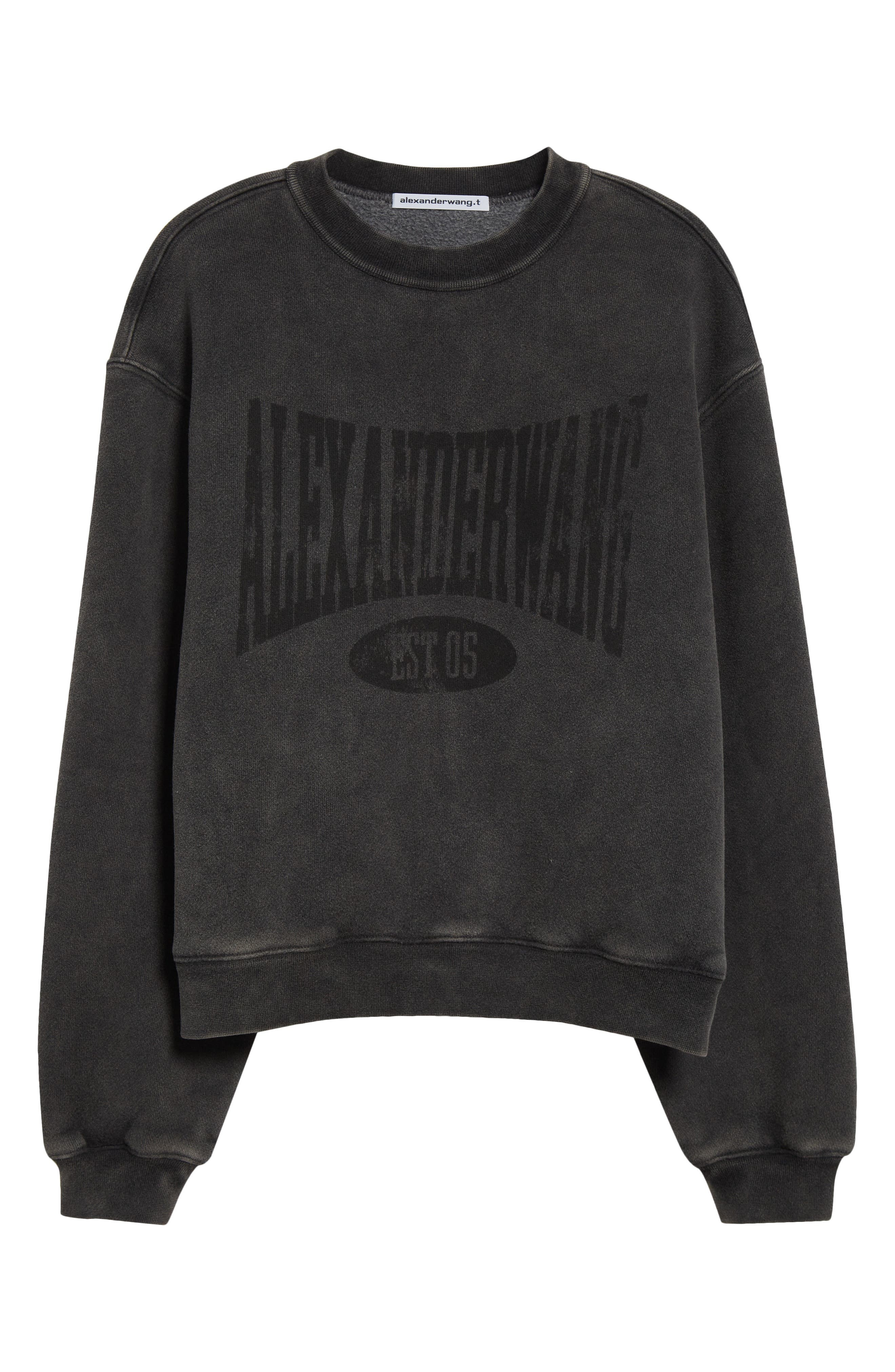 Alexander Wang Logo Graphic Crewneck Sweatshirt in Faded Black at Nordstrom - 6