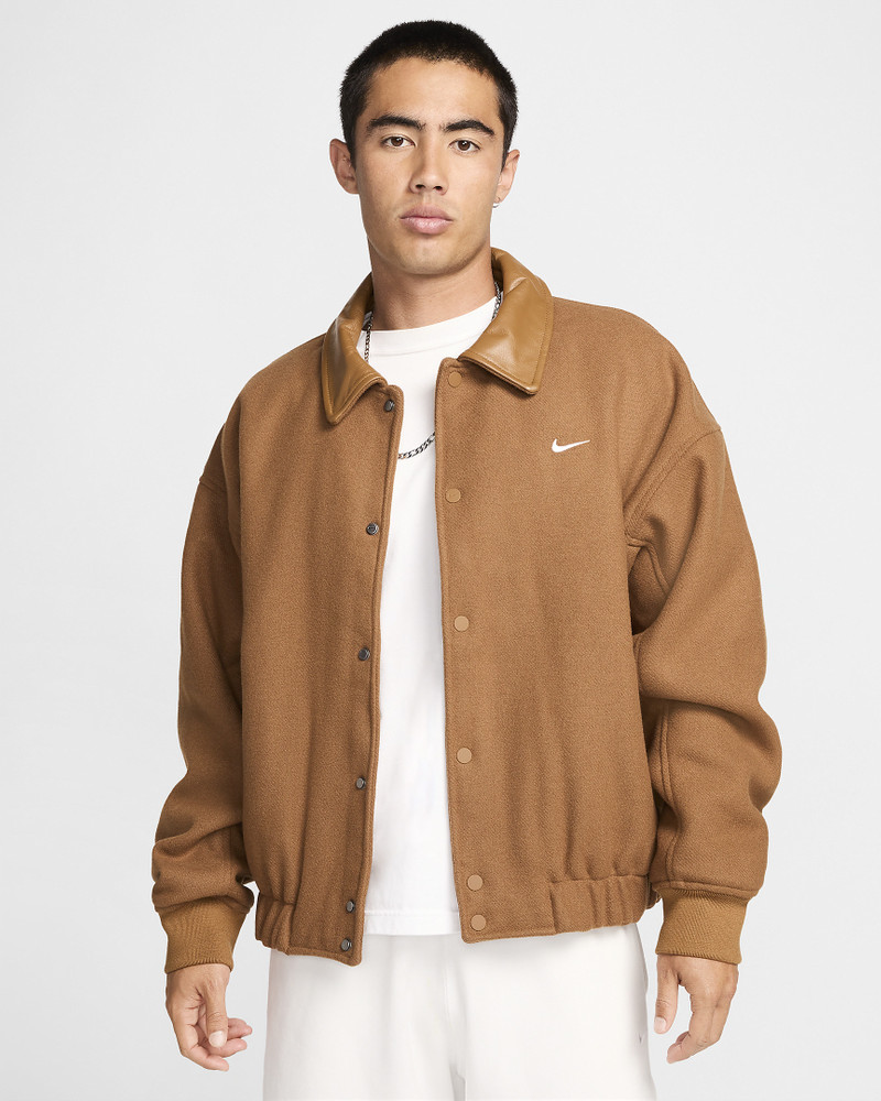 Nike Solo Swoosh Varsity Jacket 'Light British Tan' FZ1168-281 - 1