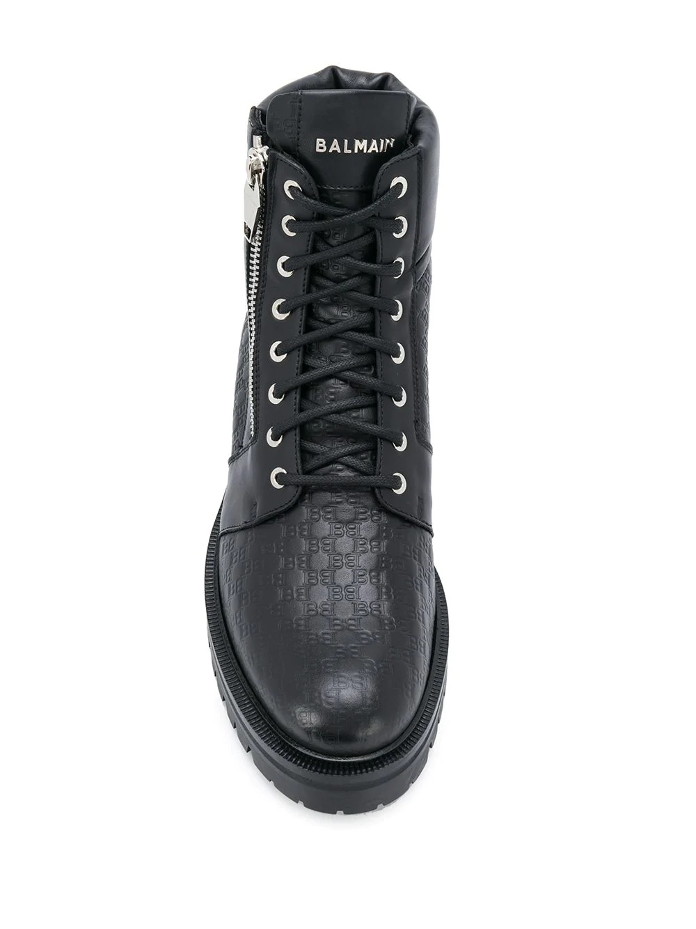 logo-embossed leather boots - 4