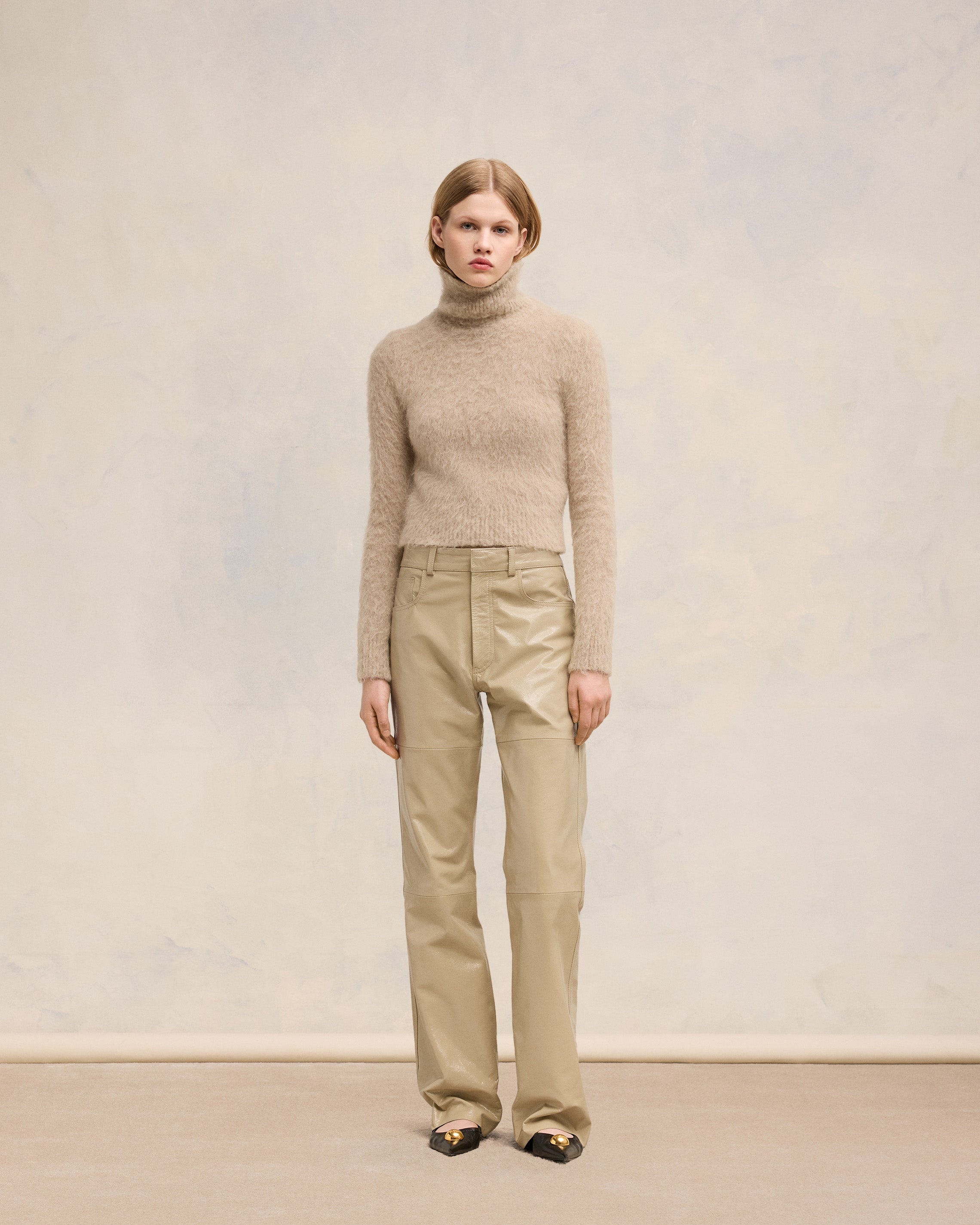 LEATHER STRAIGHT FIT TROUSERS - 2