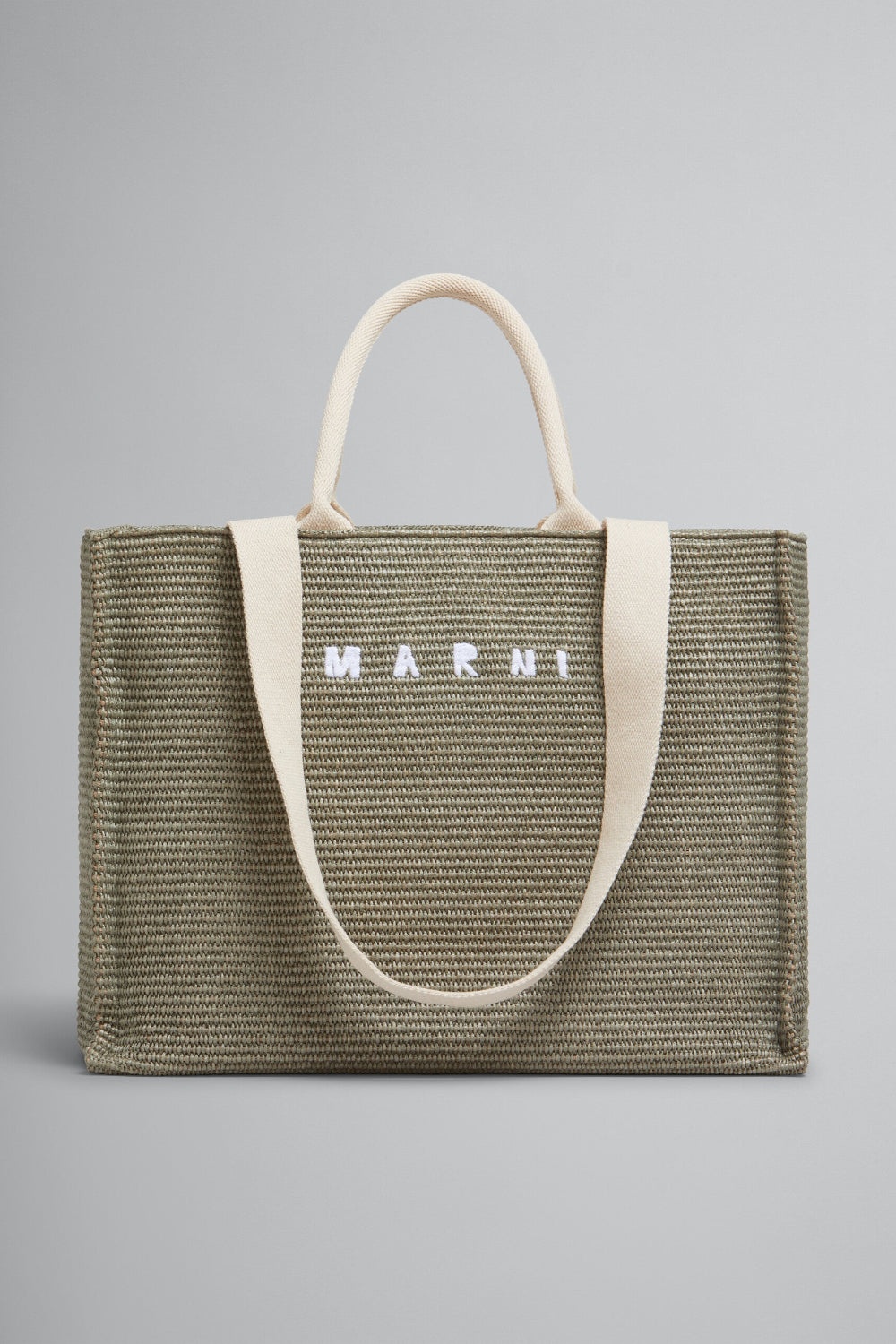 Green Raffia-Effect Large Tote Bag - 1